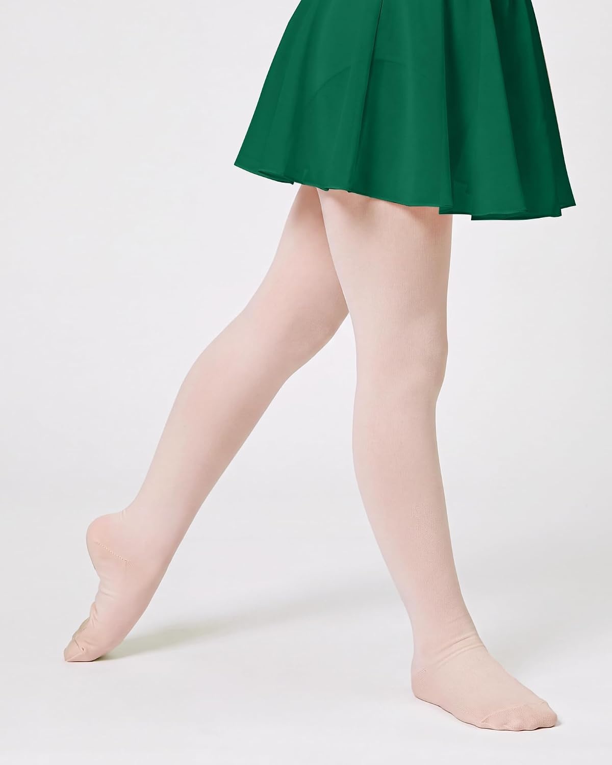 Stelle Girls Long Sleeve Leotard Dress with Footed Tights for Ballet/Dance(Green)