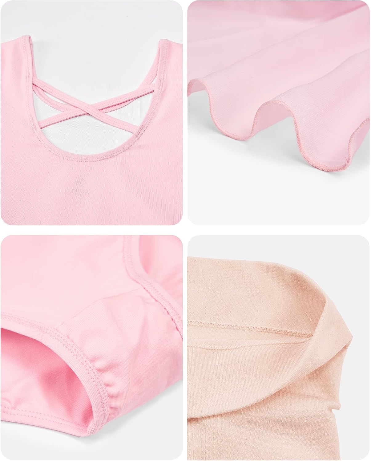 Stelle Girls Criss-Cross Back Leotards Skirt with Tights for Ballet/Dance(Ballet Pink)