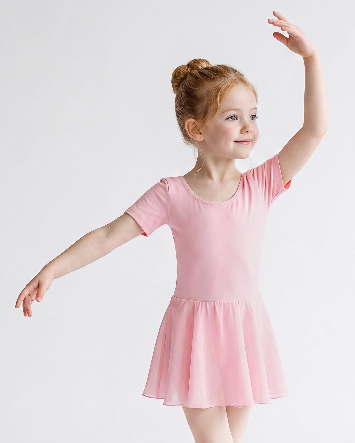 Stelle Girls Criss-Cross Back Leotards Skirt with Tights for Ballet/Dance(Ballet Pink)