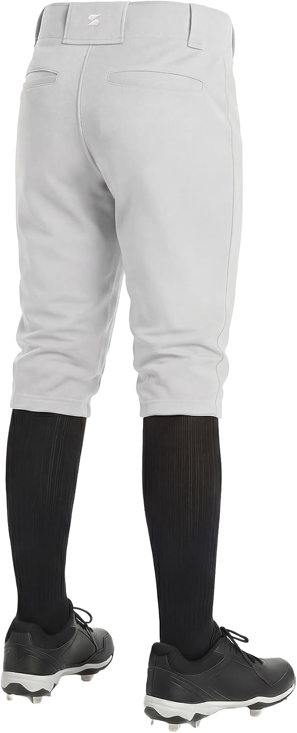 Stelle Girls Softball Pants Knickers Style with Pockets for Youth Kids | Knee-high, Fastpitch, Tee Ball, Belt Loops, Double Knee Performance, Durable, Practice, Game Day, Elastic Leg Openings(Light Grey)