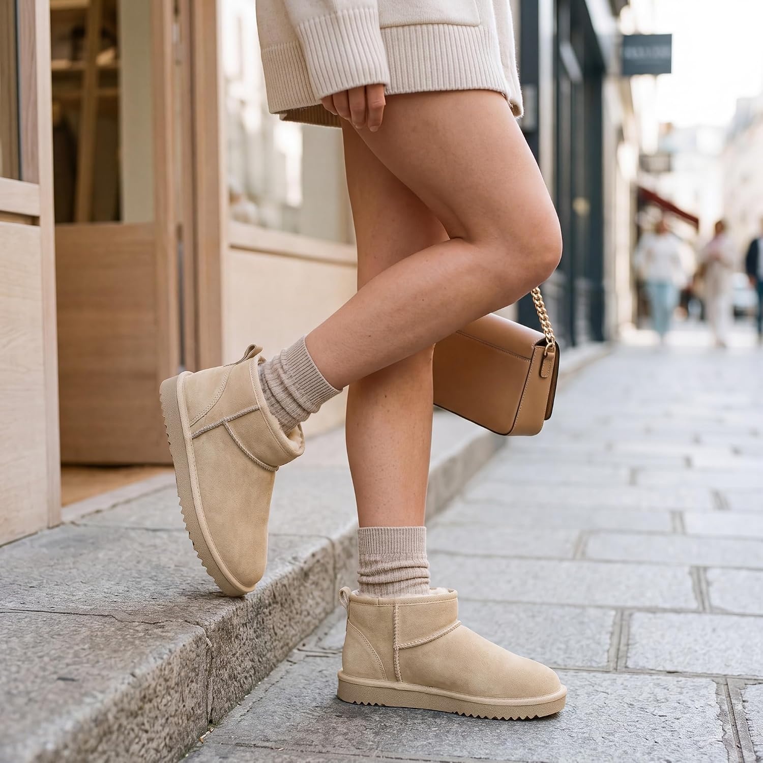 Stelle Winter Boots for Women Warm Ankle Snow Boots(Dune)
