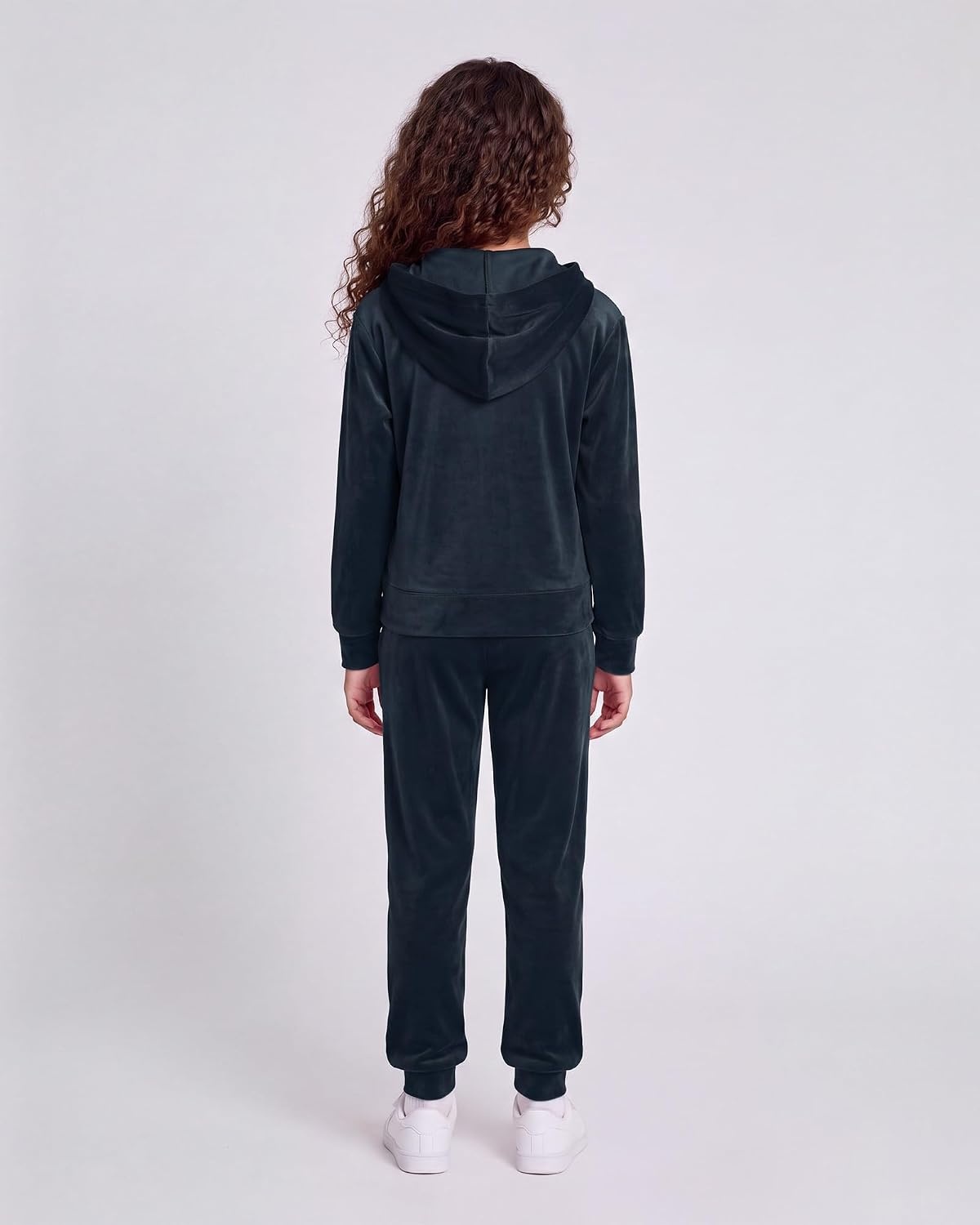Stelle Girls Velour Tracksuits Zip Up Hoodies Joggers with Pockets 5-15 Y(Navy)