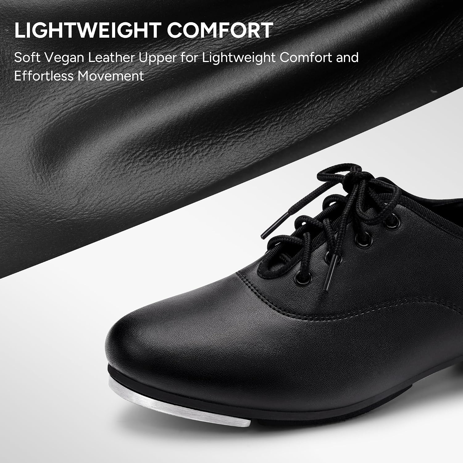 Stelle Tap Shoe for Women Lace Up PU Dance Shoes | Premium tap plates,Cushioned insole,Flexible outsole,Secure lace-up,Non-slip grip,Practice performance(Black)