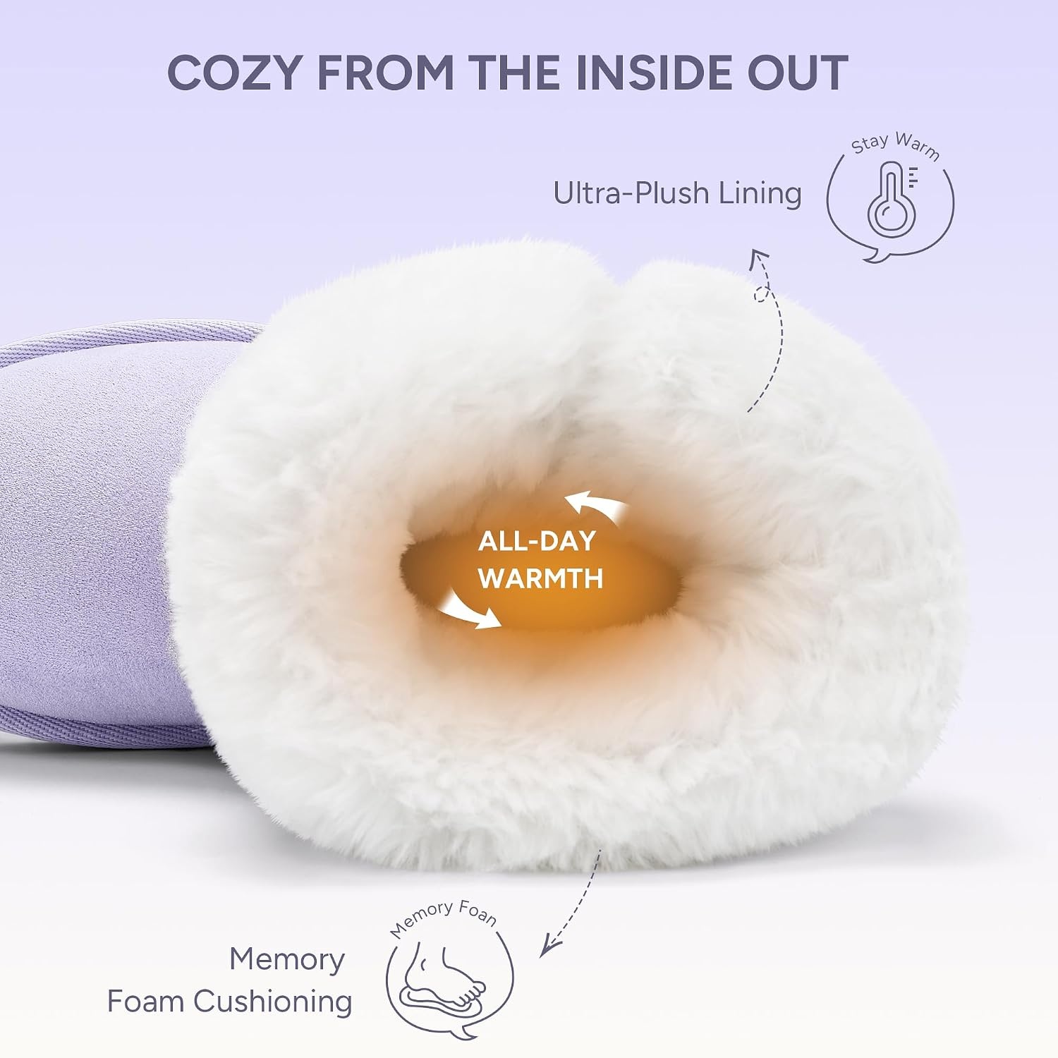 Stelle Girls Winter Boots Faux Fur Lined Fold-Down Collar(Lavender)