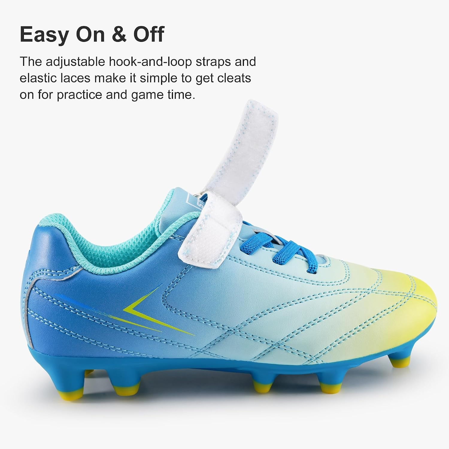 Stelle Girls Soccer Cleats for Kids Training Matches Outdoor Play | Firm Ground Lightweight Upper Lace-Up Fit Breathable Lining Cushioned Collar Baseball & Softball Little To Big Kids(Solar Tide)