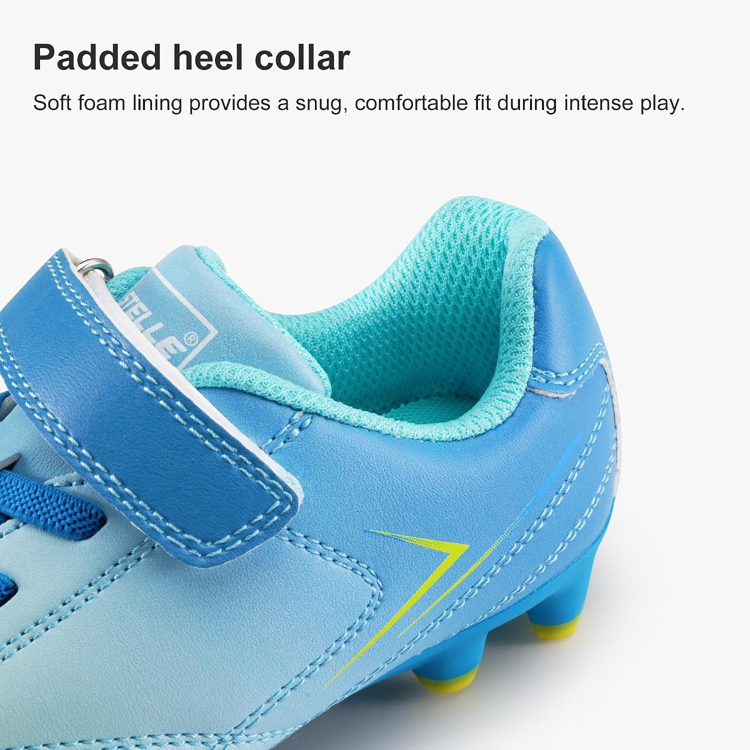 Stelle Girls Soccer Cleats for Kids Training Matches Outdoor Play | Firm Ground Lightweight Upper Lace-Up Fit Breathable Lining Cushioned Collar Baseball & Softball Little To Big Kids(Solar Tide)