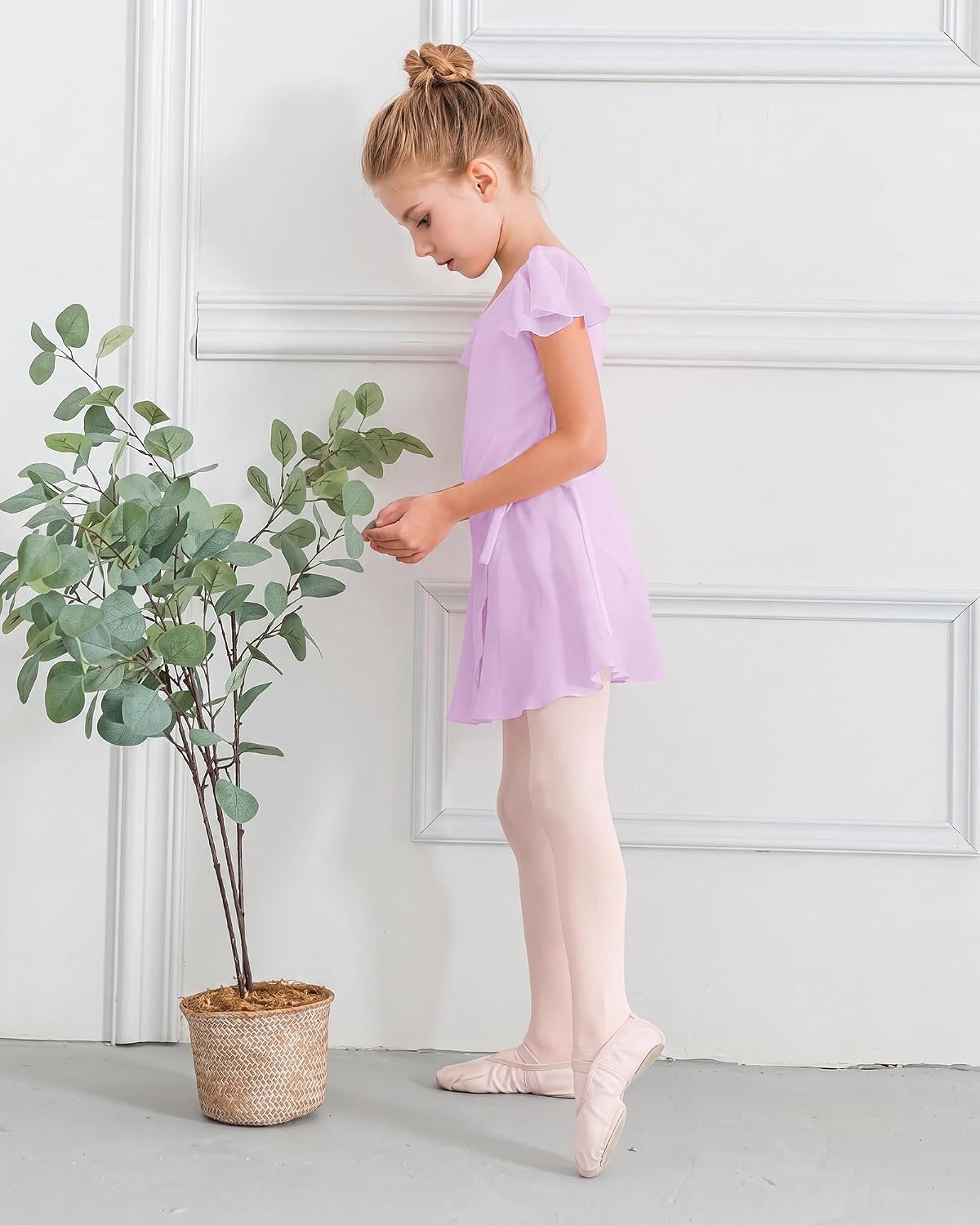 Stelle Girls Ballet Leotards Toddler Dance Combo with Skirt and Tights(3-lavender (Ruffle Sleeve))