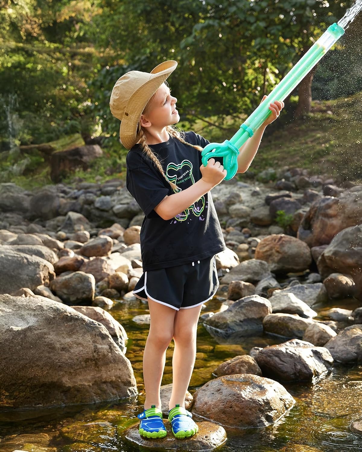 Stelle Kids Water Shoes Wide Toe Box Barefoot Quick Dry Non-Slip Aqua Shoes for Boys Girls Toddler Beach Swim Pool(Blue)