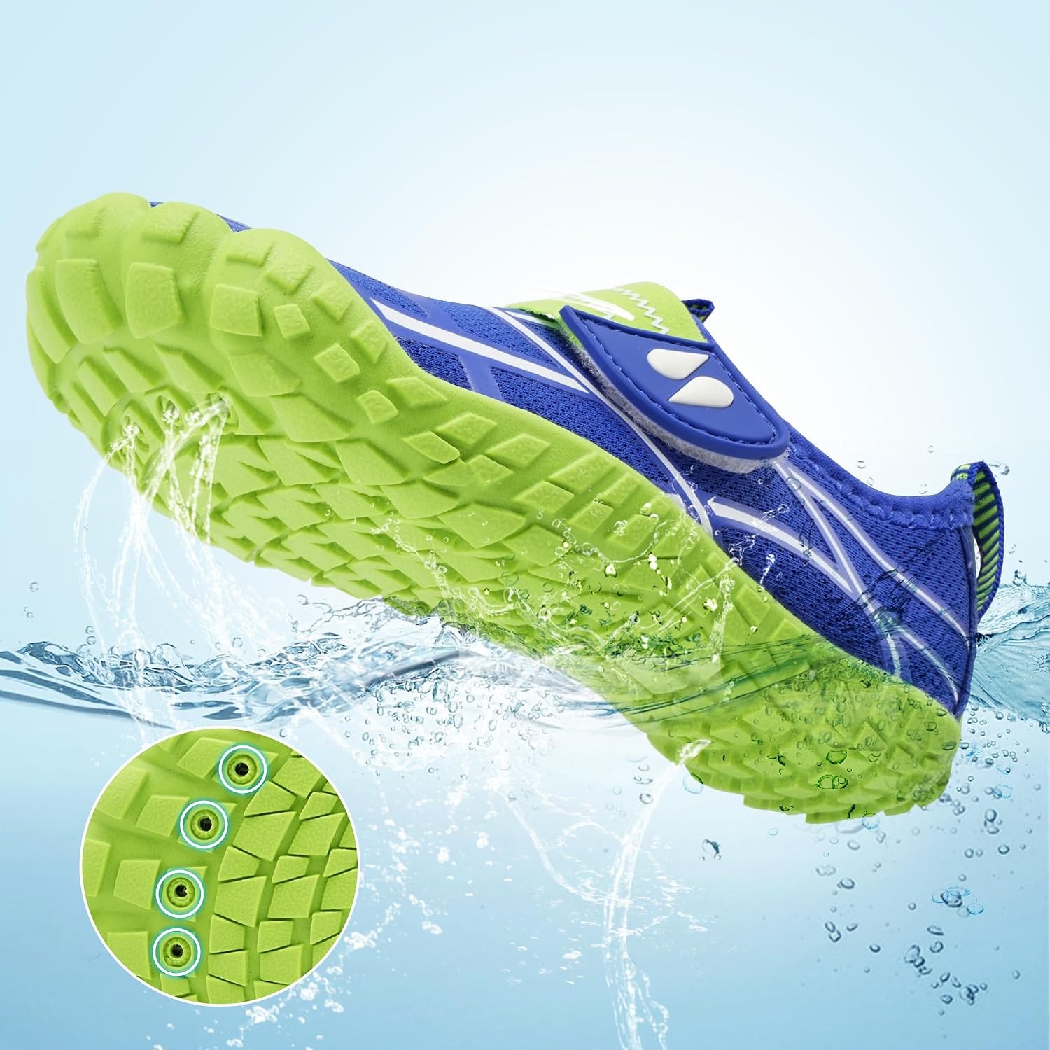 Stelle Kids Water Shoes Wide Toe Box Barefoot Quick Dry Non-Slip Aqua Shoes for Boys Girls Toddler Beach Swim Pool(Blue)