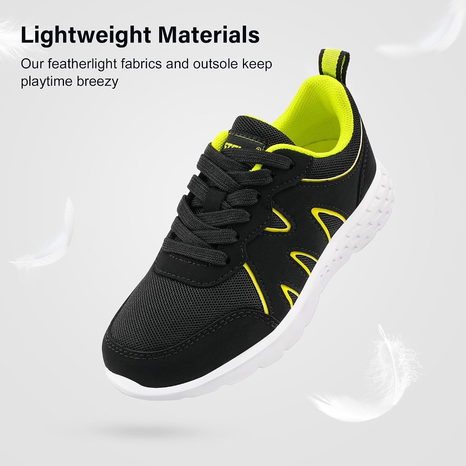 Stelle Kids Sneakers Girls Tennis Shoes Non-Slip Lightweight Breathable Athletic Sports Running Shoes(Black1)