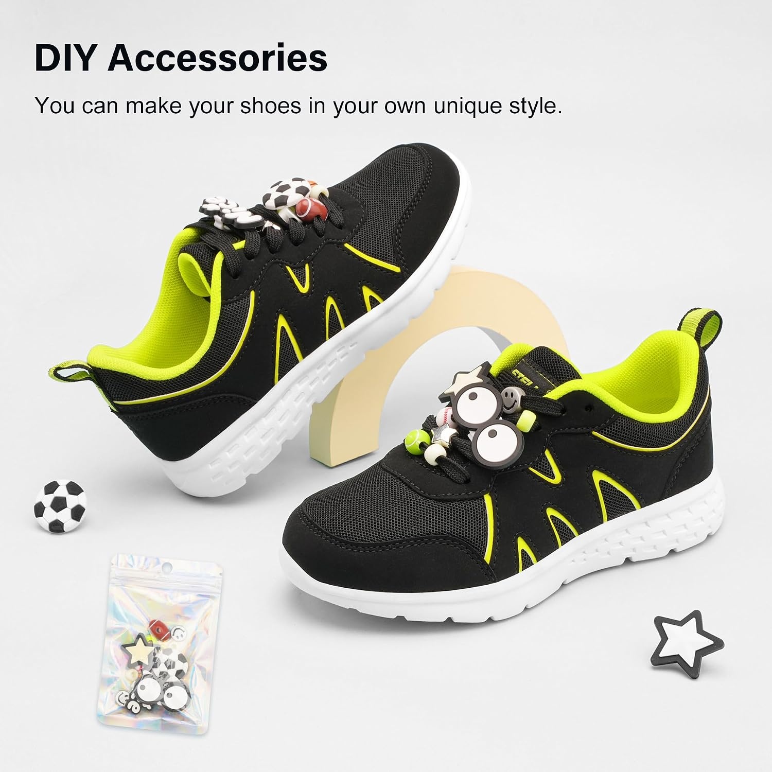 Stelle Kids Sneakers Girls Tennis Shoes Non-Slip Lightweight Breathable Athletic Sports Running Shoes(Black1)