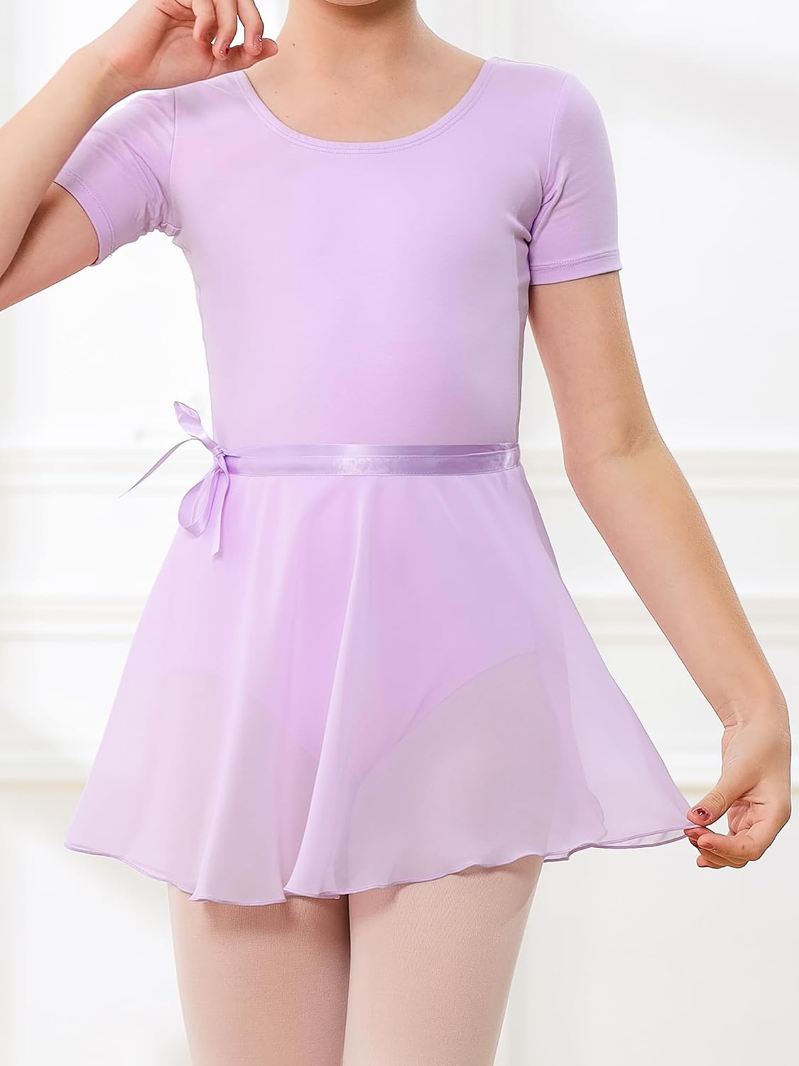 Stelle Girls Ballet Leotards Toddler Dance Combo with Skirt and Tights(1-lavender)