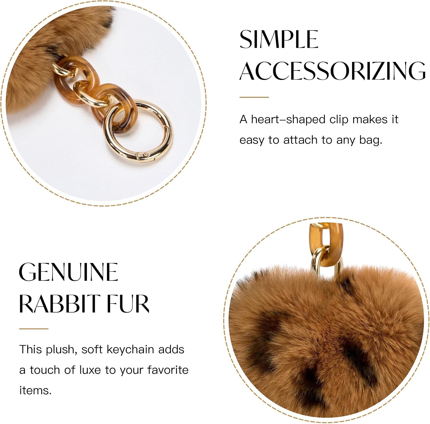 Stelle Pom Pom Keychain Rabbit Fur Bag Charms Fluffy Cute Keychains Purse Backpack Accessories Gifts for Girls/Women(Cheetah-heart)