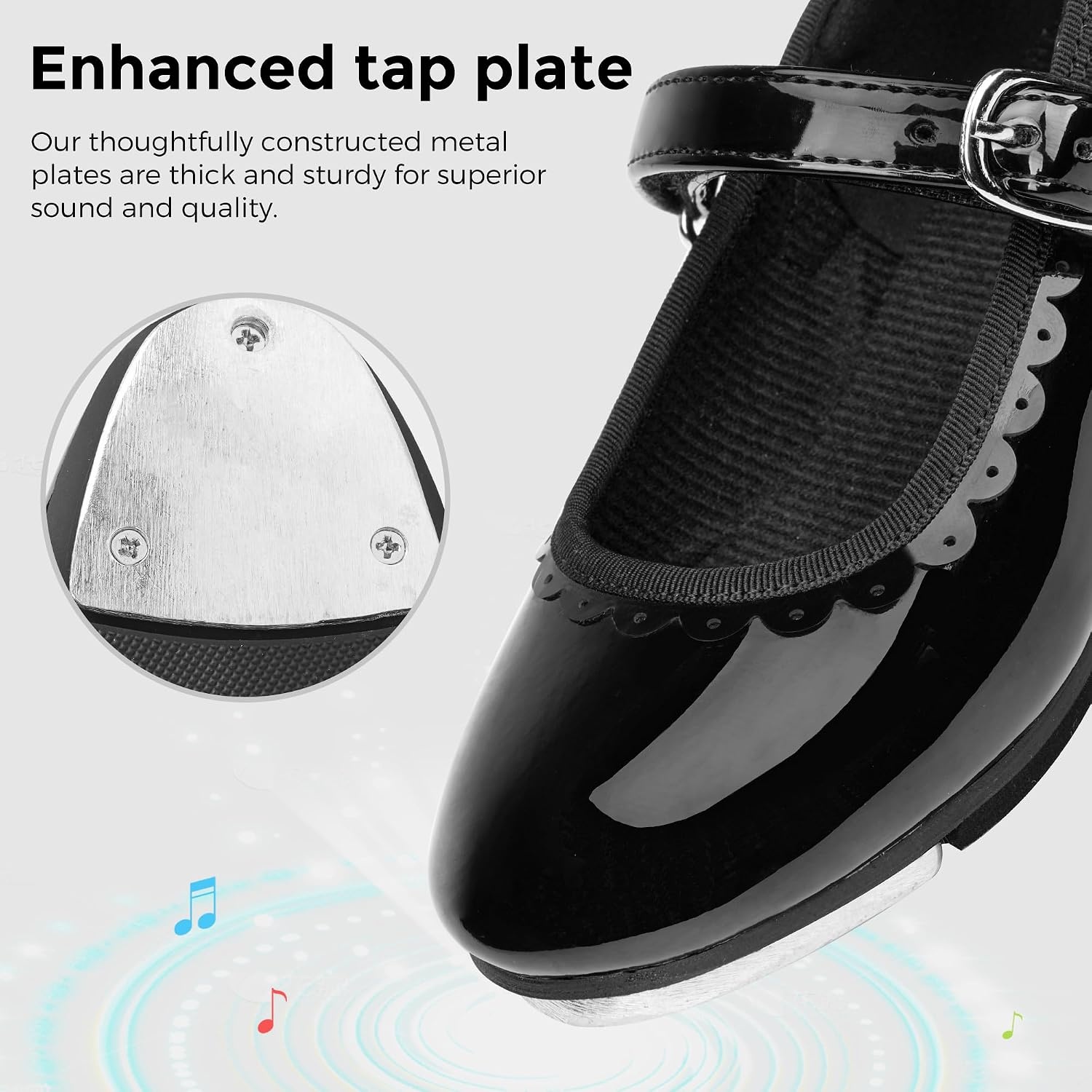 Stelle Tap Shoes for Toddler Girls Scallop Trim(Black)