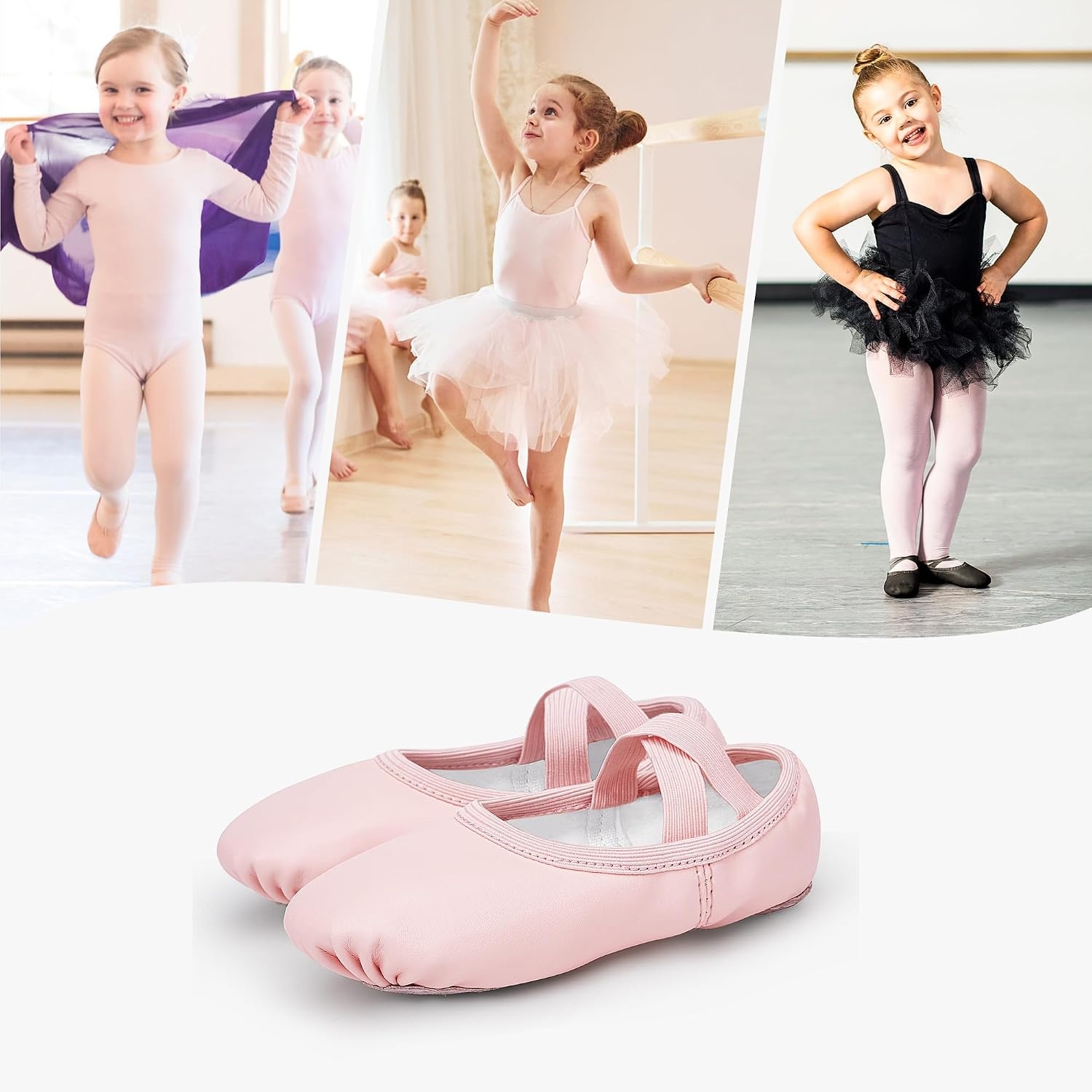 Stelle Toddler Ballet Shoes for Girls Boys PU Leather Lace-Free Dance | Ballet slippers, Kids dance shoes, Crisscross elastic straps, Double-layer cushioned insole, Soft lining, Split suede sole(Pink)