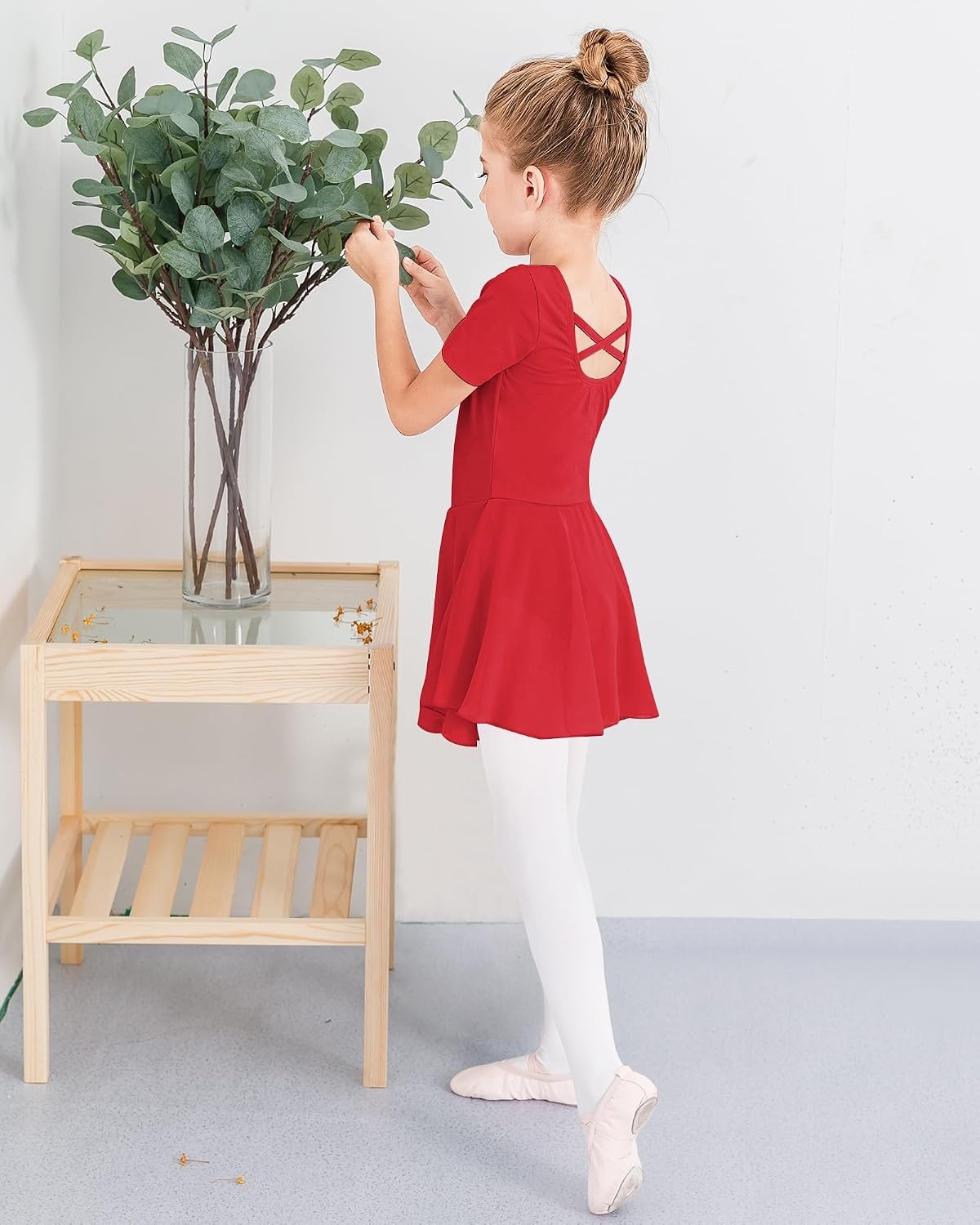 Stelle Ballet Leotards for Girls Toddler Ballet Outfit Dance Leotard Dress(Style 1-red(cross Back))