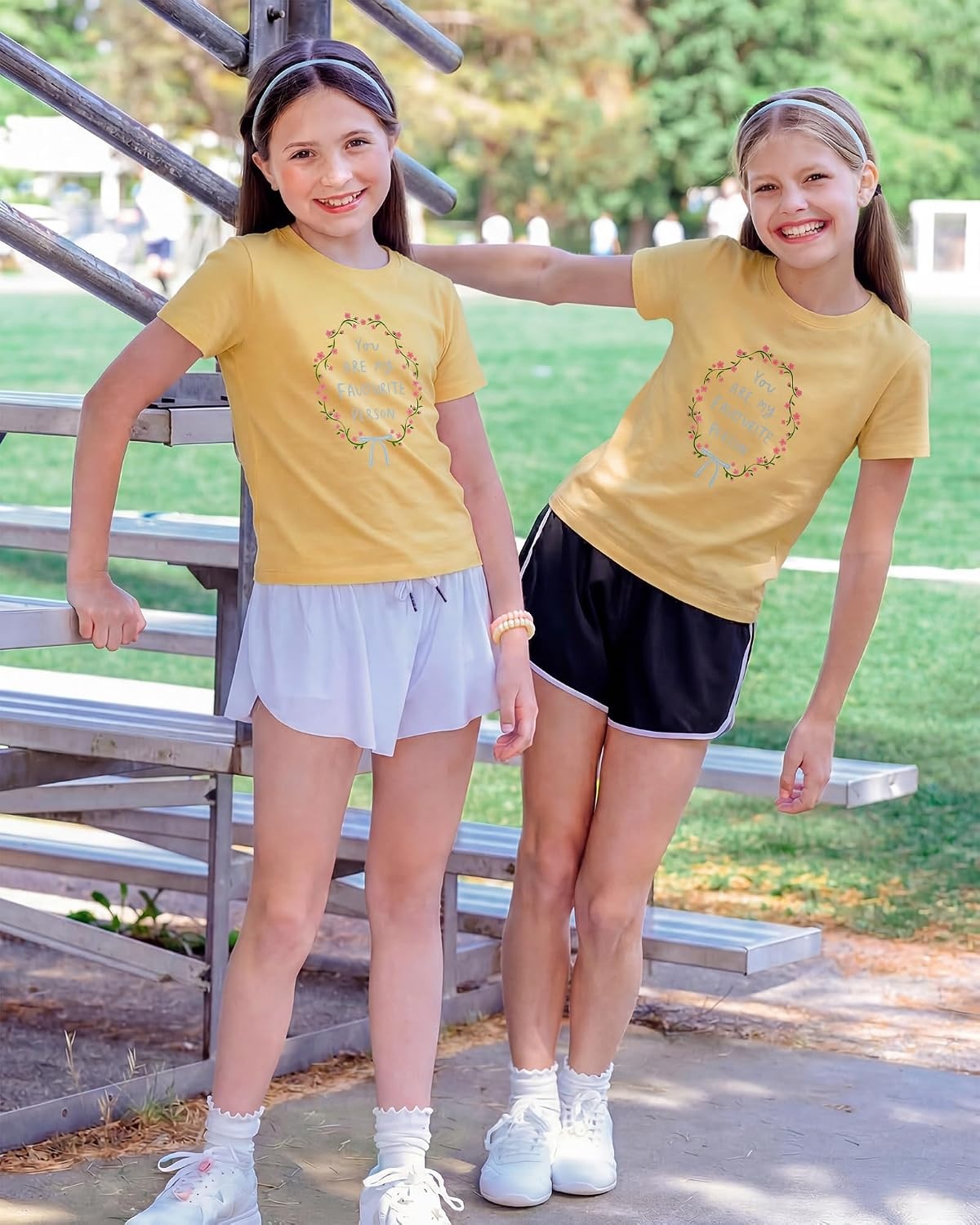 Stelle Girls T Shirts Graphic Tees Short Sleeve Tshirts Crewneck Cute Summer Casual Basic Tops for Kids Teen 4-15 Years(Blue Garland|yellow)