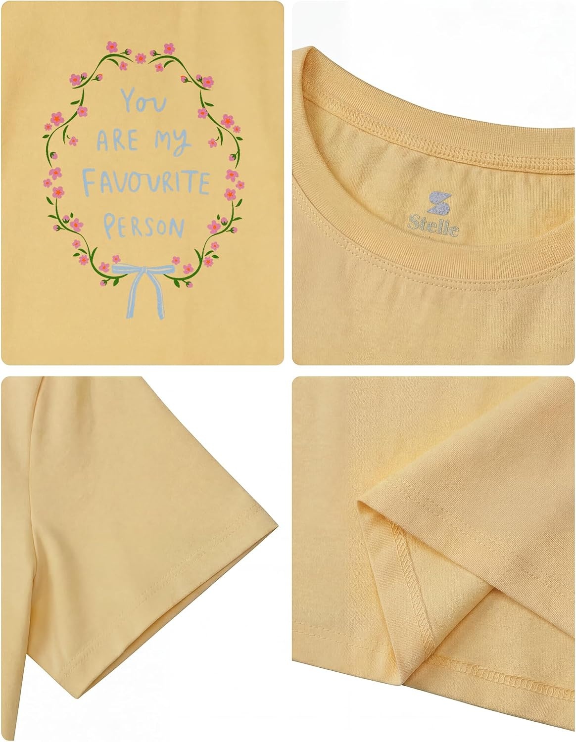 Stelle Girls T Shirts Graphic Tees Short Sleeve Tshirts Crewneck Cute Summer Casual Basic Tops for Kids Teen 4-15 Years(Blue Garland|yellow)