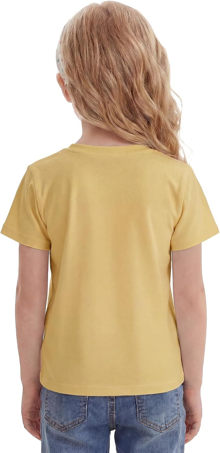 Stelle Girls T Shirts Graphic Tees Short Sleeve Tshirts Crewneck Cute Summer Casual Basic Tops for Kids Teen 4-15 Years(Blue Garland|yellow)