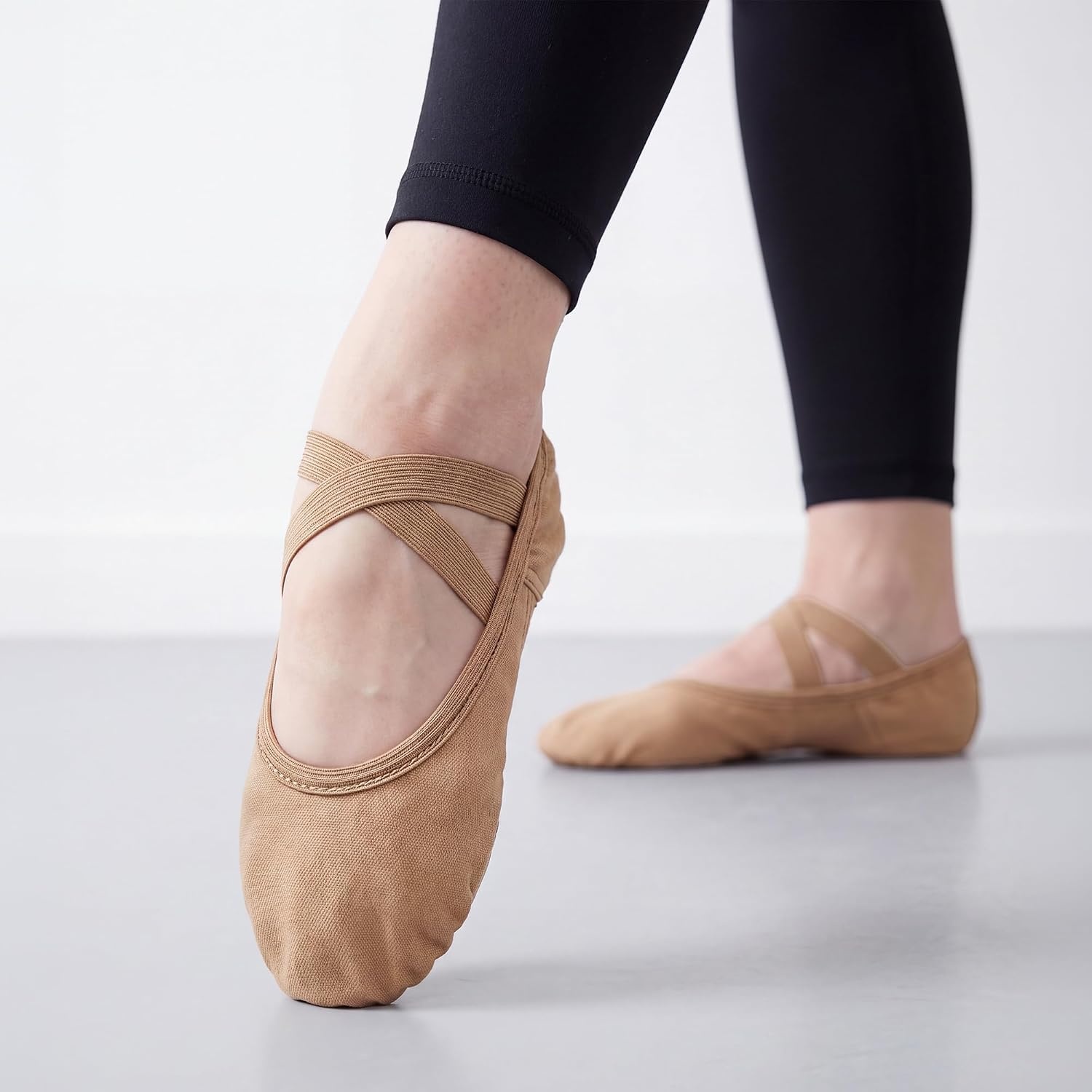 Stelle Ballet Shoes for Women Men Tan Canvas Dance Ballet Slippers(Dark Tan)