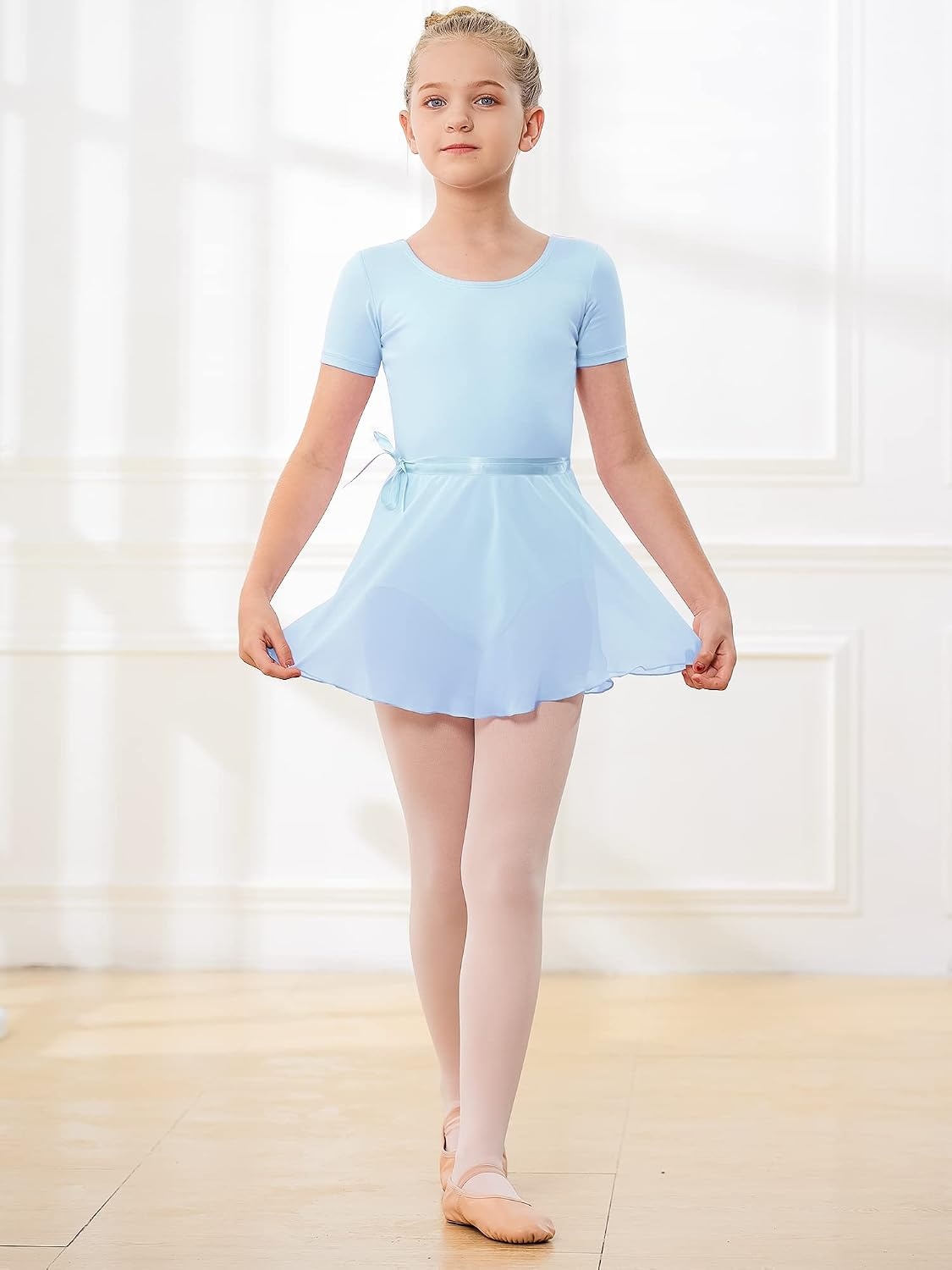 Stelle Ballet Leotards for Girls Toddler Dance Dress Outfit Combo with Skirt and Tights (Toddler/Little Kid/Big Kid)(1-blue)