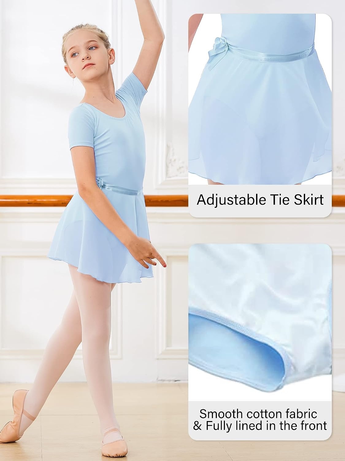 Stelle Ballet Leotards for Girls Toddler Dance Dress Outfit Combo with Skirt and Tights (Toddler/Little Kid/Big Kid)(1-blue)