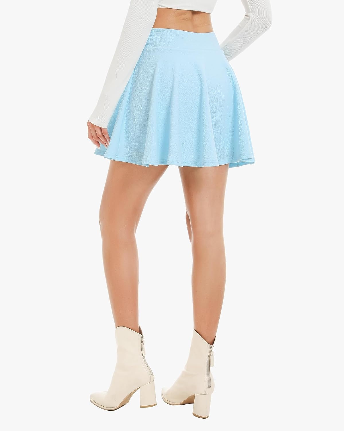 Stelle Women Casual Skater Skirts with Shorts Flared Mini Skorts(Baby Blue)