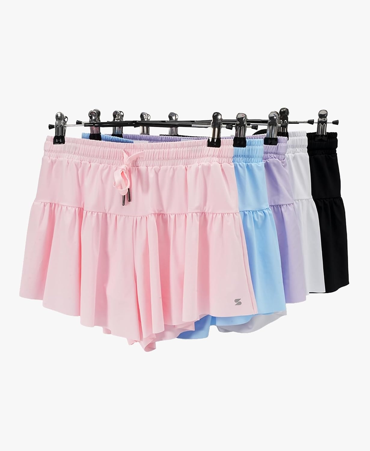 Stelle Butterfly Shorts Girls with Pocket Athletic Flowy Short 2 in 1 Dance Cheer Running Tennis Sports Skort(Pink)