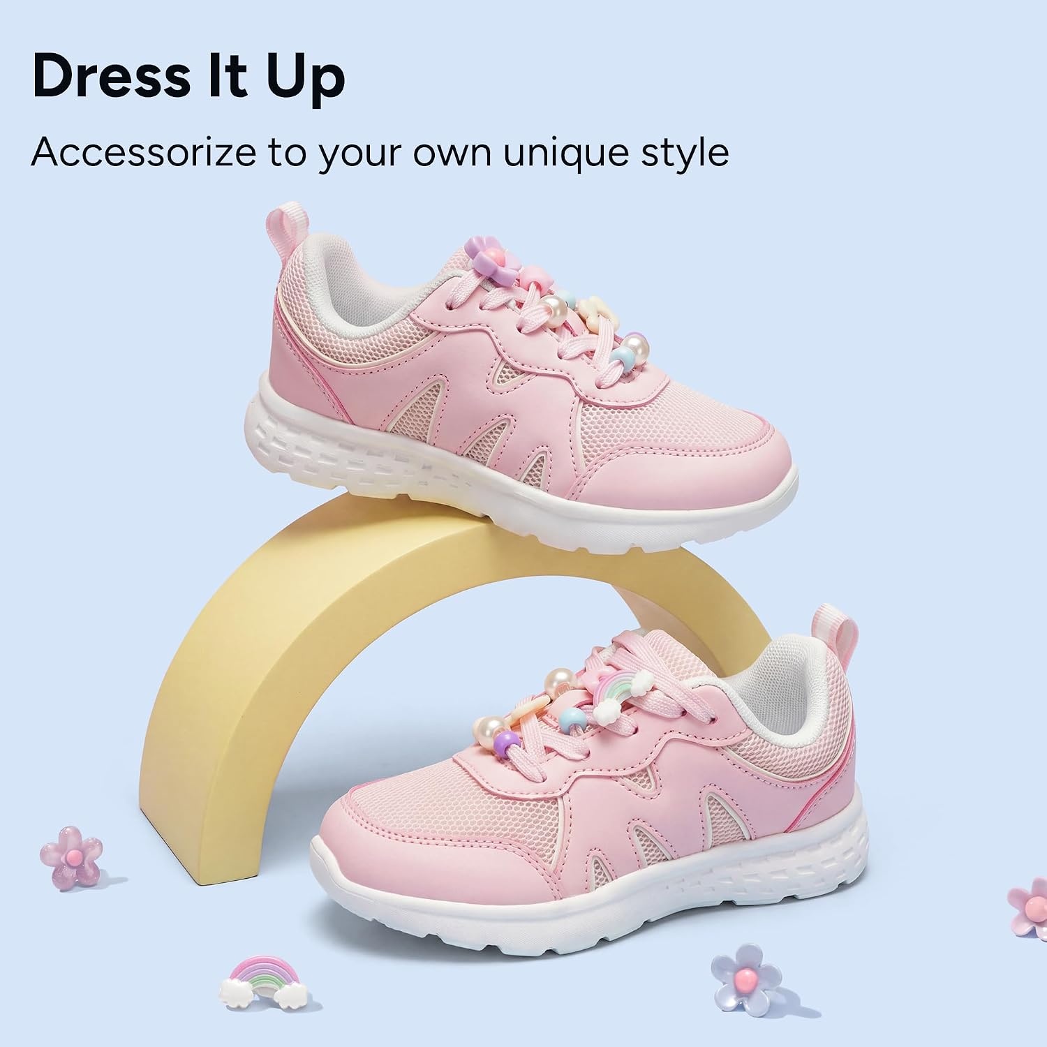 Stelle Girls Tennis Shoes with DIY Charms(Pink+charms)