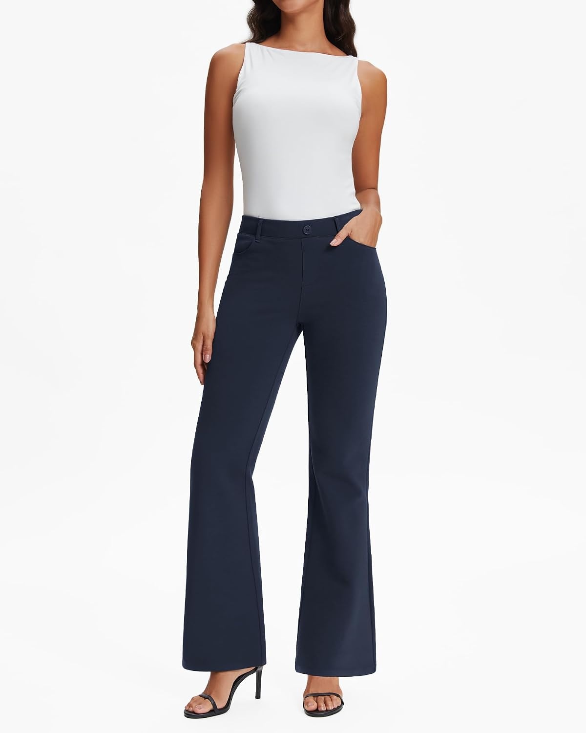 Stelle Women’s 30 Inch Bootcut Work Pants Stretch Business Casual Office(Navy)