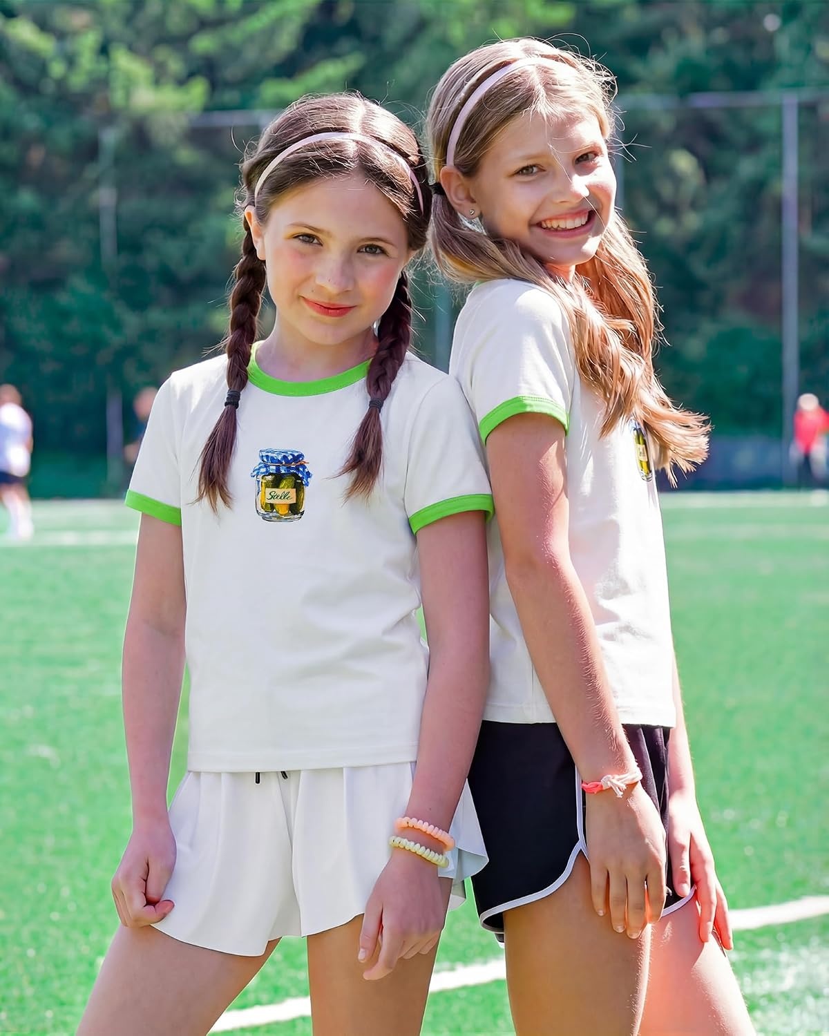 Stelle Girls Retro Graphic T Shirt Soft Stretch Crewneck for School(Rise and Brine|white)