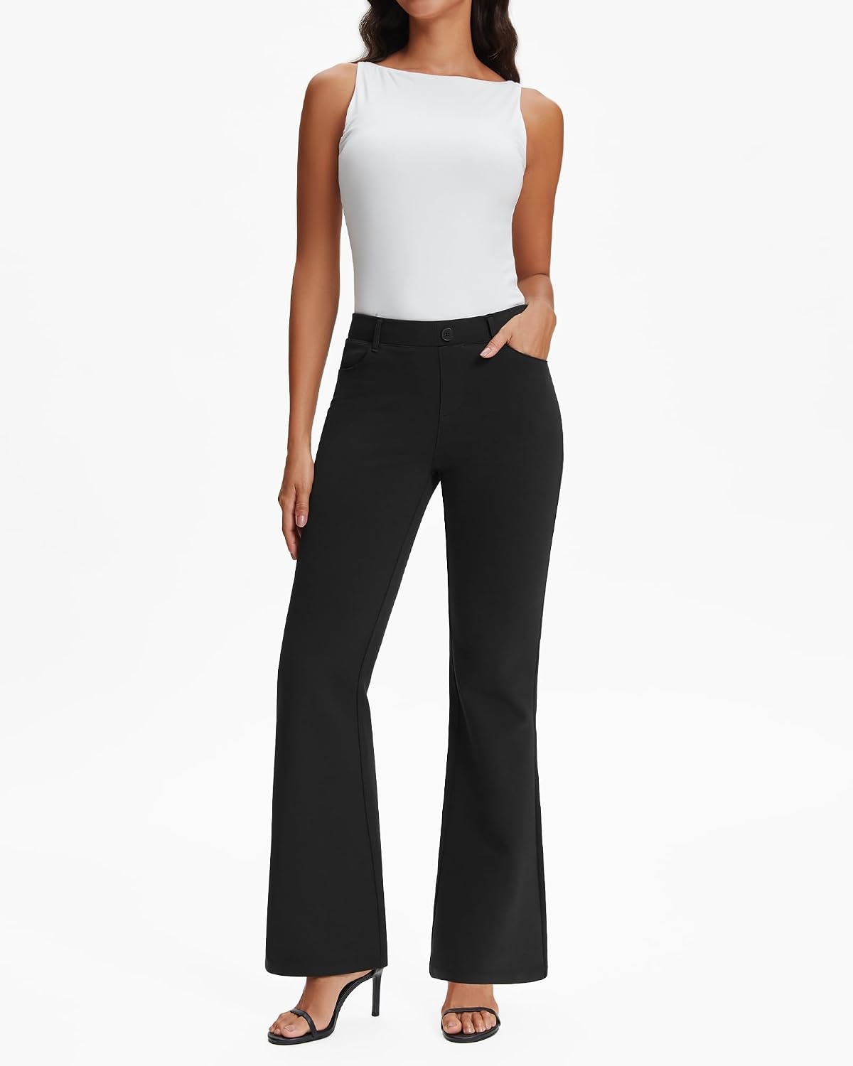 Stelle Women’s 30 Inch Bootcut Work Pants Stretch Business Casual Office(Black)