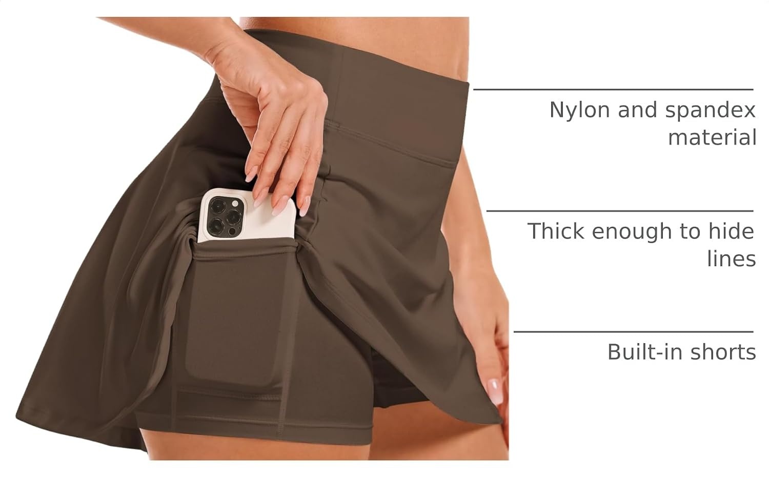 Stelle Women’s Tennis Golf Skirts High Waisted Athletic Skorts with Pockets(Espresso)
