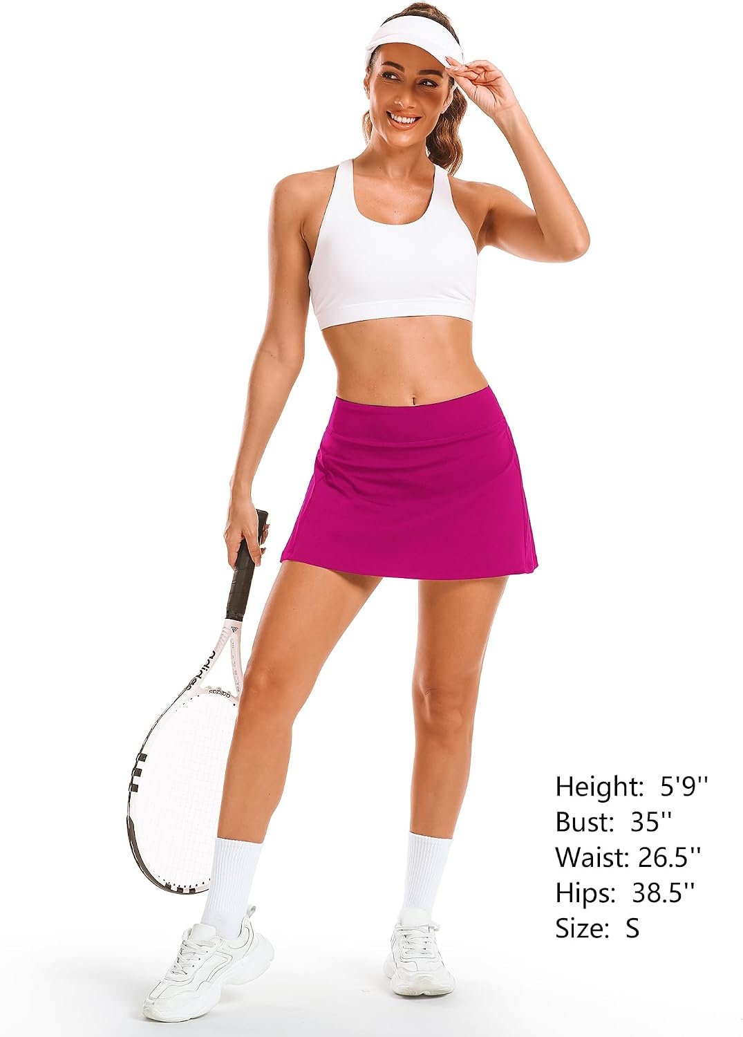 Stelle Women’s Tennis Golf Skirts High Waisted Athletic Skorts with Pockets(Fuchsia)