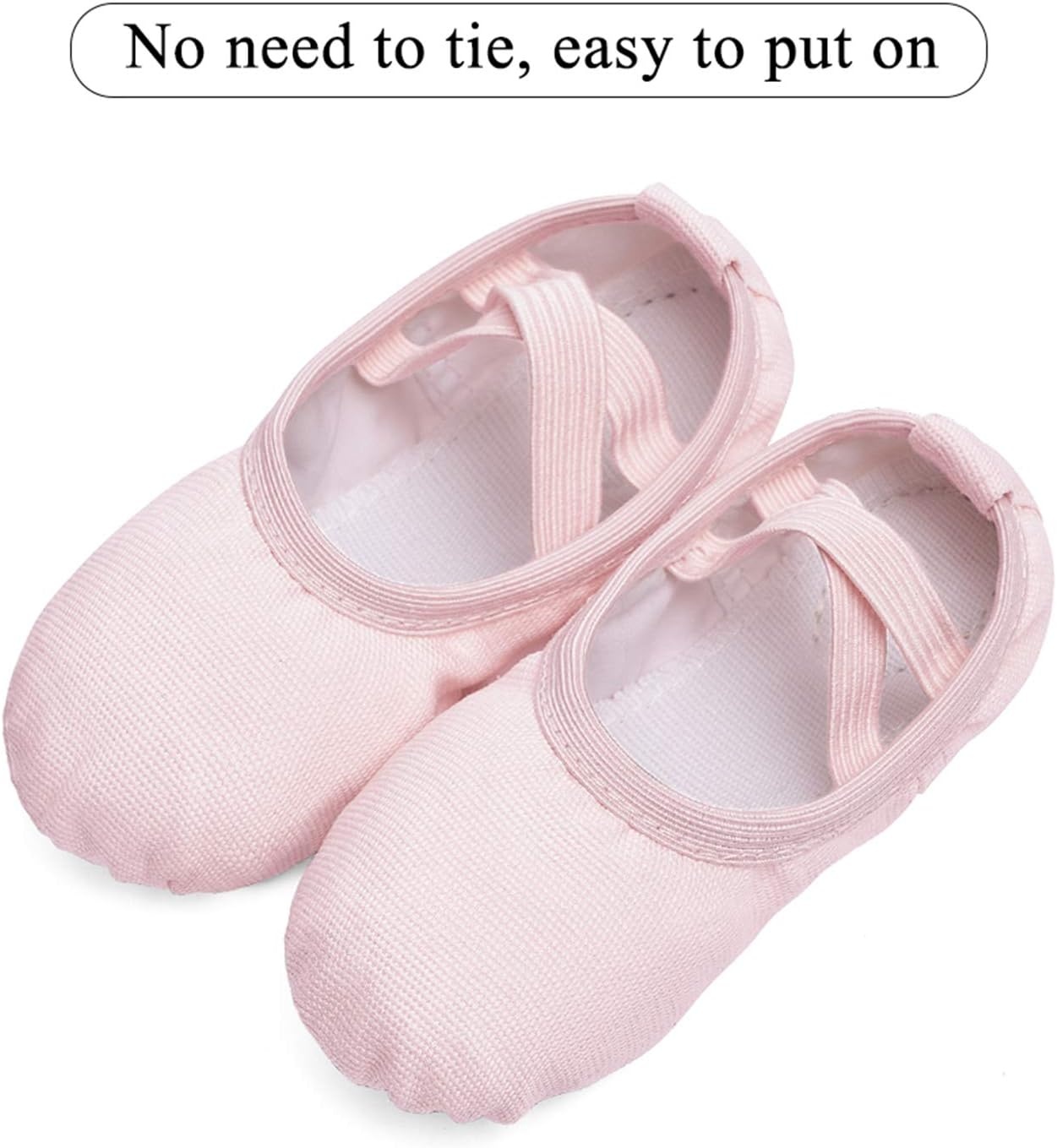Stelle Canvas Ballet Shoes Toddler Girls No-Tie Split Sole Ballet Slippers(Ballet Pink)