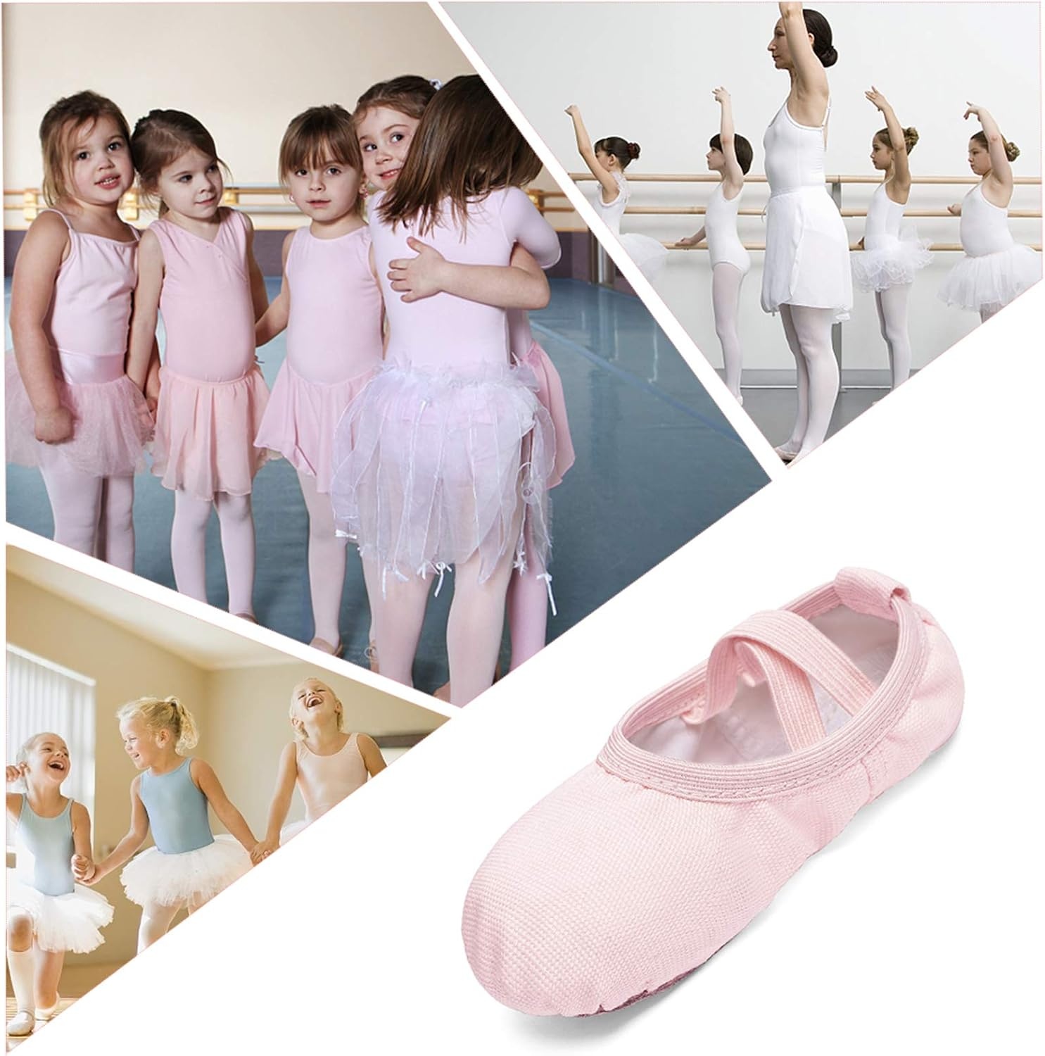 Stelle Canvas Ballet Shoes Toddler Girls No-Tie Split Sole Ballet Slippers(Ballet Pink)