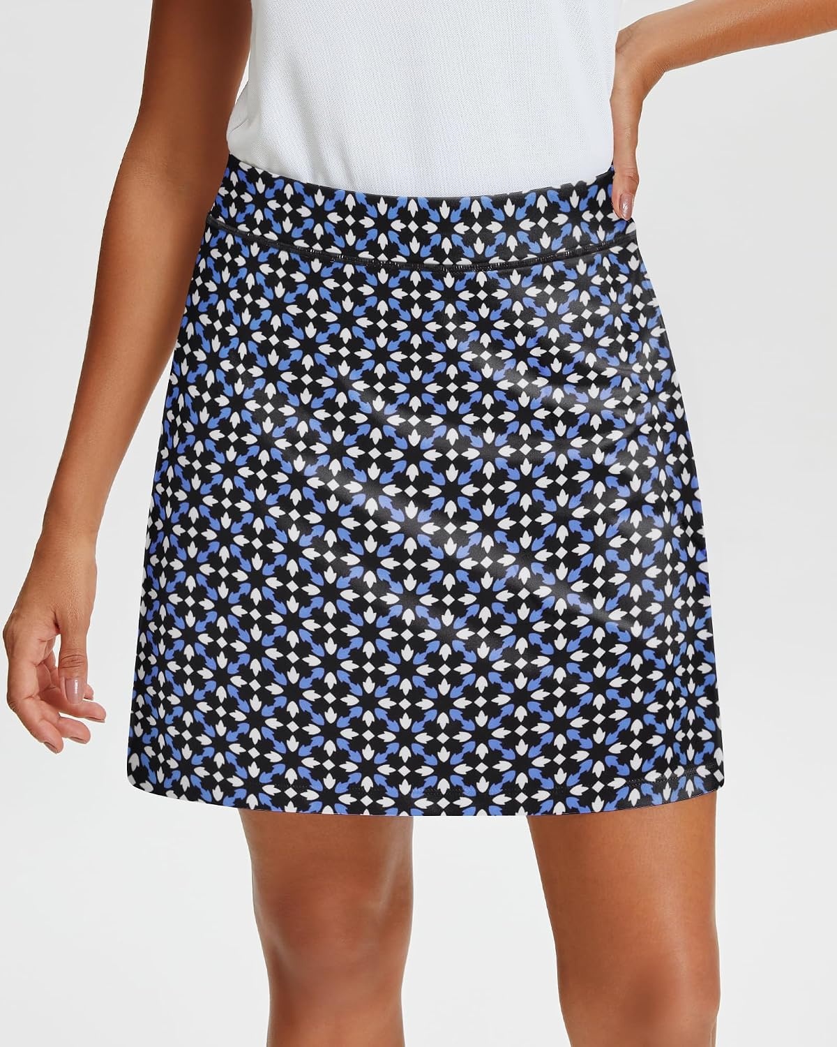 Stelle 17″ Golf Skirts for Women Pickleball Tennis Skorts with 2 Pockets | Athletic Skorts, High Waisted, Tummy Control, Built-In Shorts, Flattering Fit, Side Slits, Running(Geo Tiles Print)