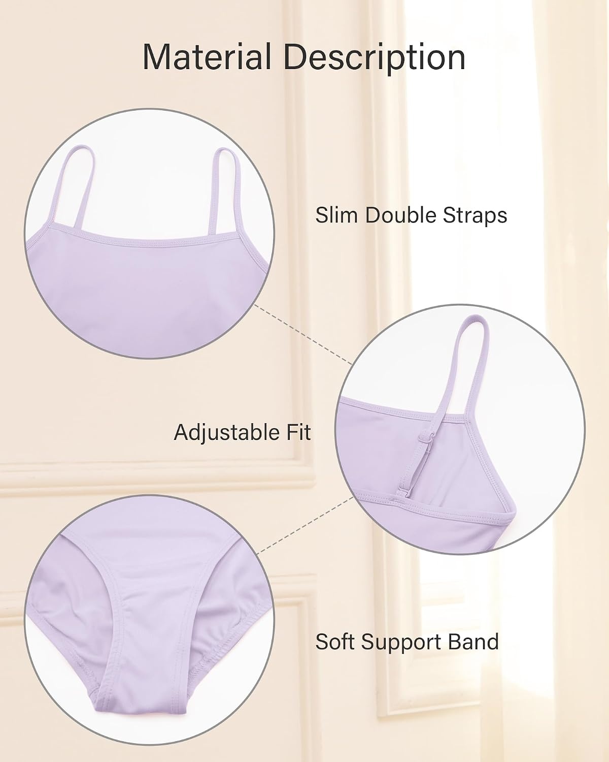 Stelle Women’s Ballet Leotard for Dance Scoop Neck Double Lined Bodysuit(Lavender)