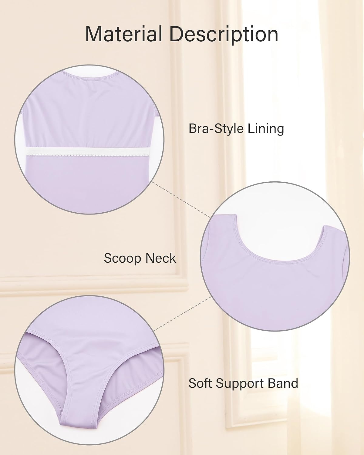 Stelle Women’s Ballet Leotard for Dance Scoop Neck Double Lined Bodysuit(Lavender)