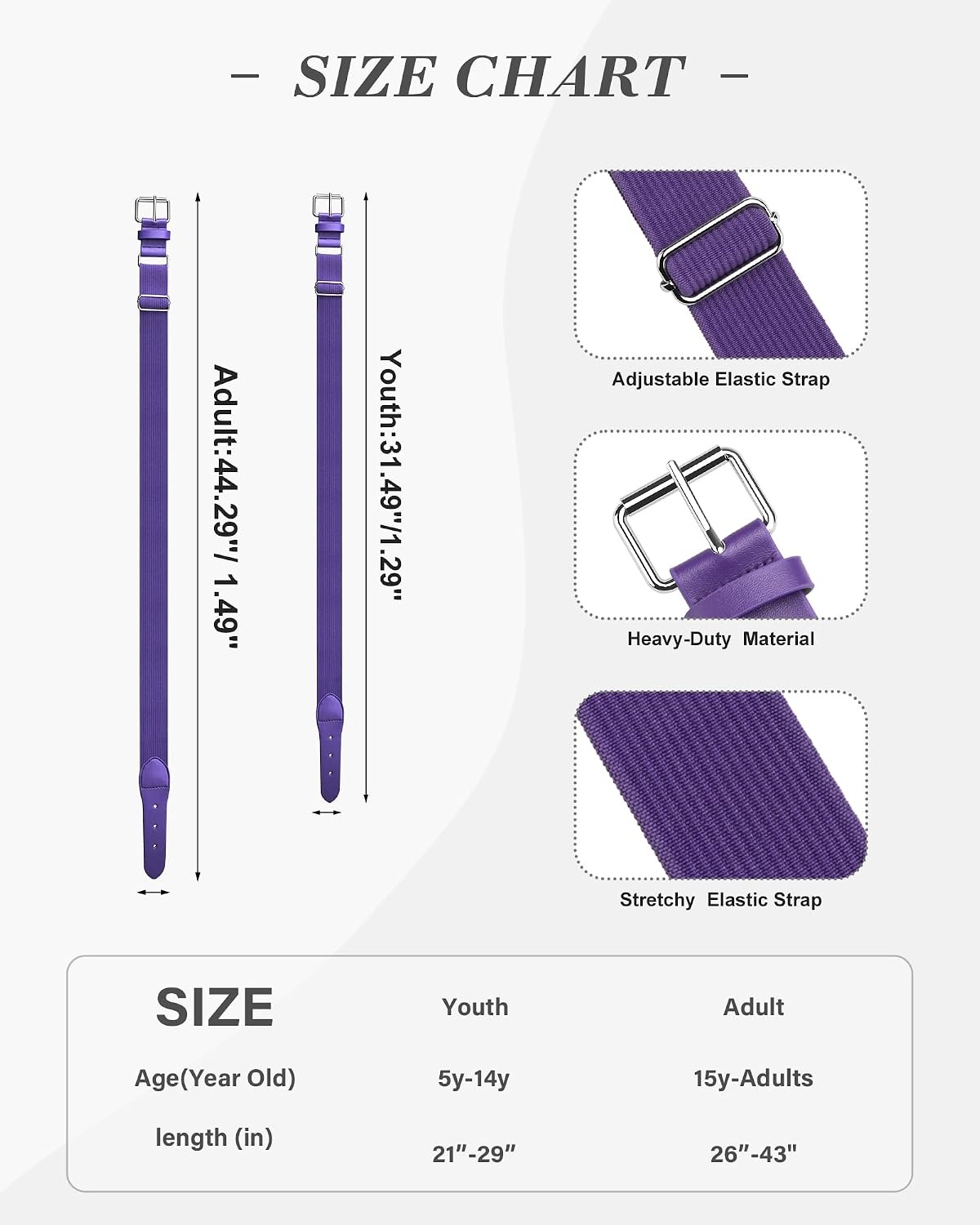 STELLE Baseball/Softball/Fastpitch Belt Girls Sports Elastic Adjustable Boys Uniform Belts Youth and Adult Sizes(Purple)