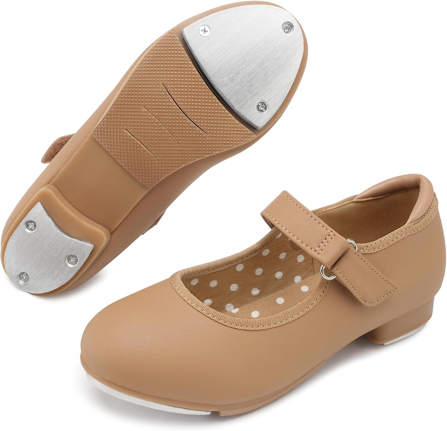 Stelle Toddler Tap Shoes with Detachable Bow(Toddler/Little Kid/Big Kid)(Tan)