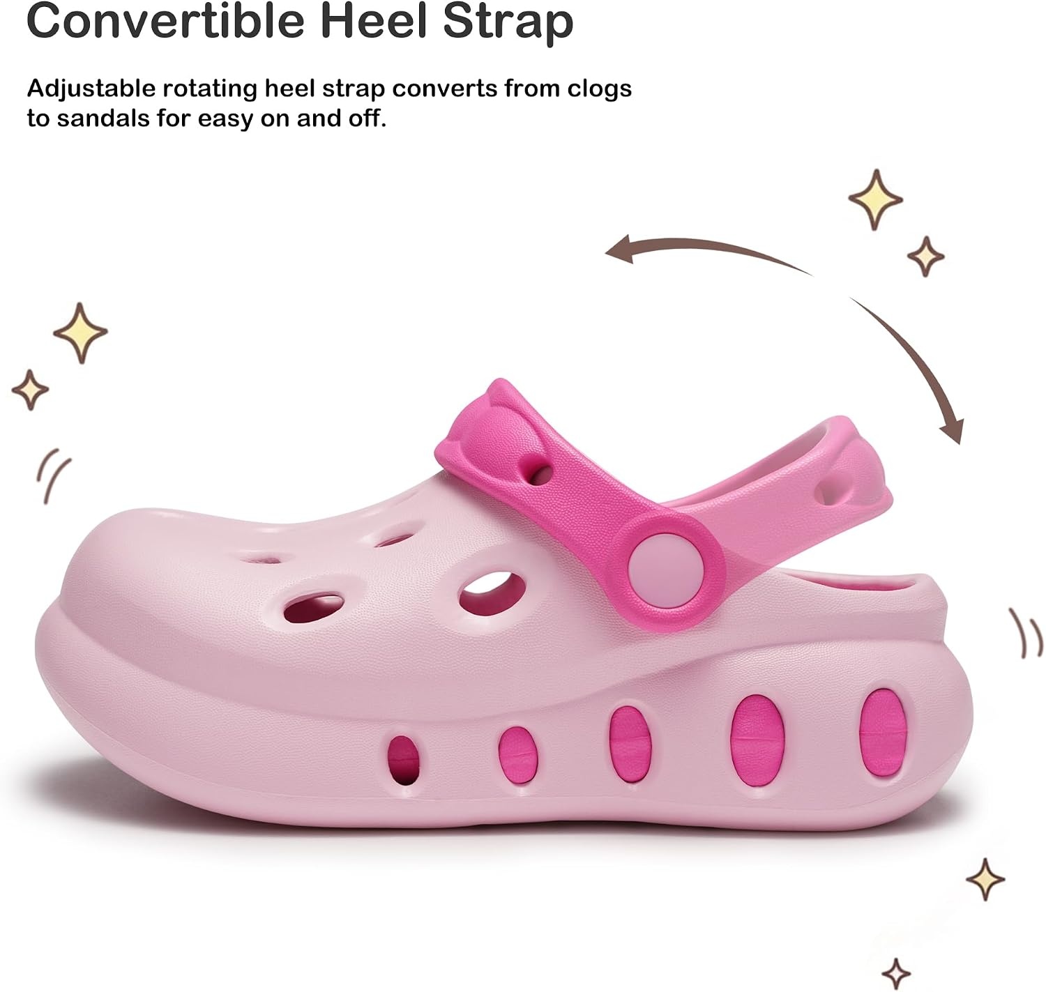 Stelle Garden Clogs for Girls Boys Slip on Sandals Kids Water Shoes Classic Slides Slippers Beach Indoor Outdoor(Little Kids/Big Kids)(Strawberry Milkshake)