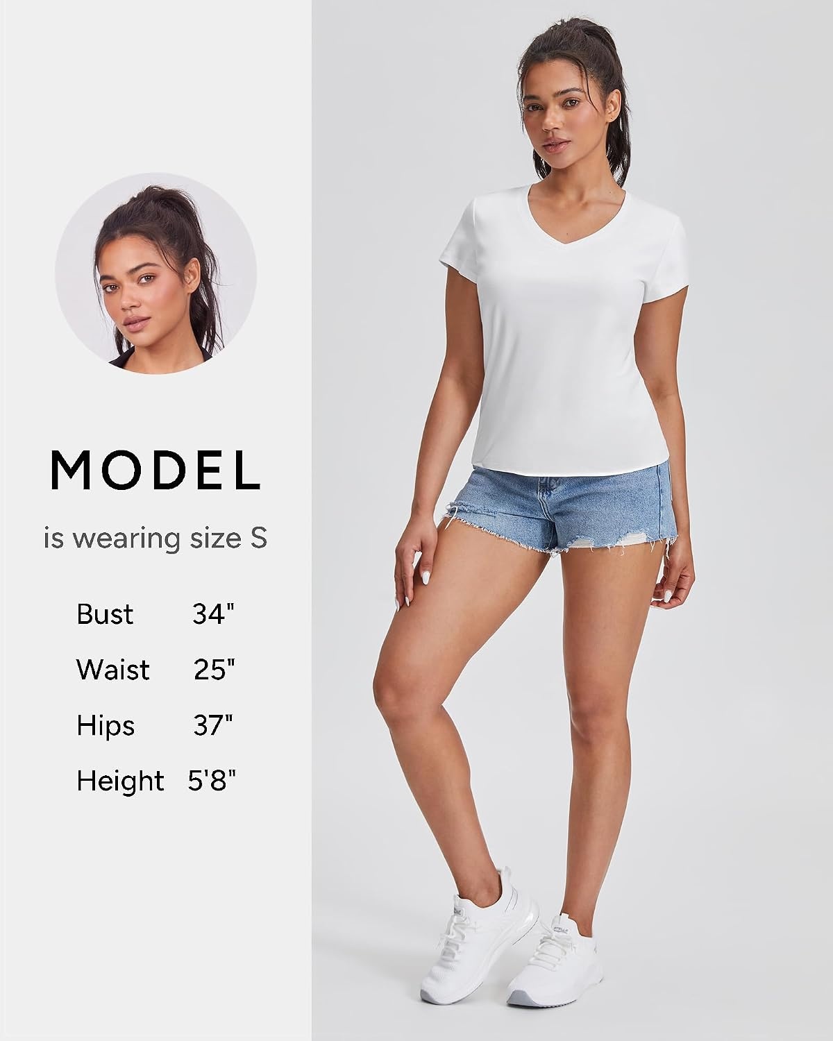 Stelle Women’s Cotton V-Neck T Shirt Short Sleeve Basic Tees Casual Tops(White)