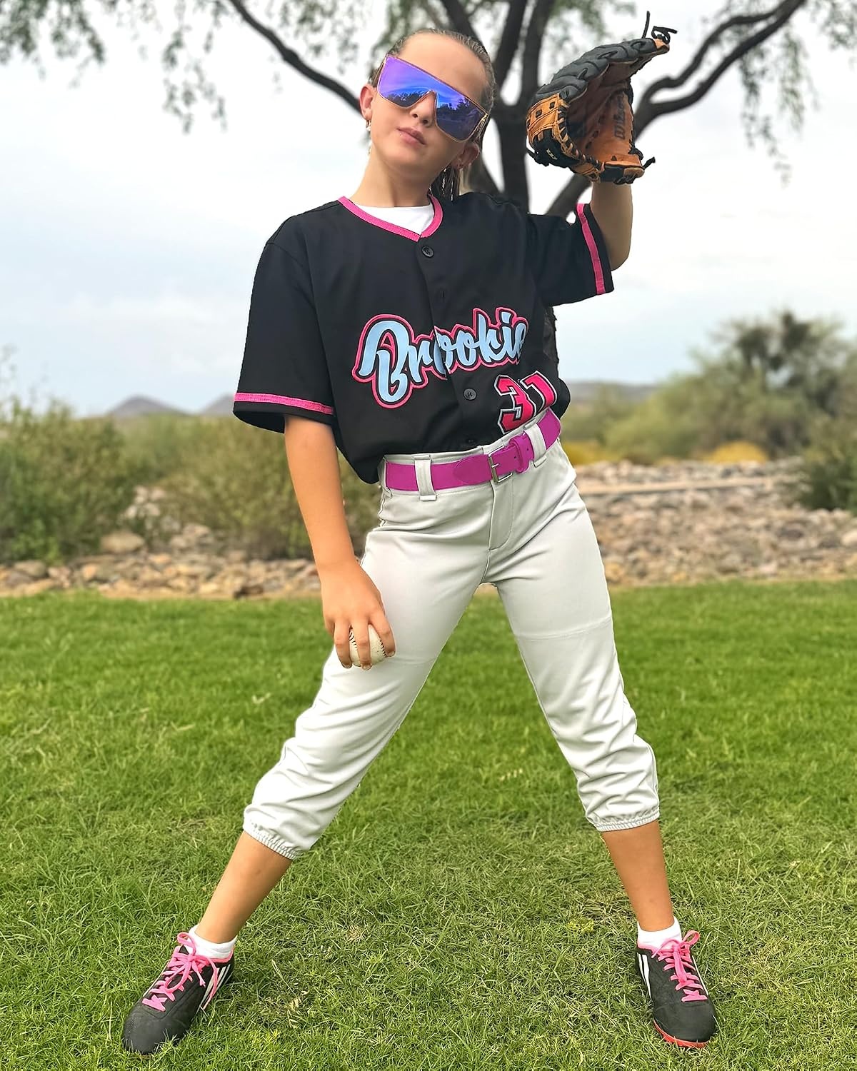 Stelle Baseball Softball Belt Elastic Adjustable Girls Boys Youth Adults | Secure Metal Buckle, Comfortable Stretch Fit, Fastpitch, Tee Ball, Uniform, Practice, Game Day, Durable, Women, Men(Hot Pink)
