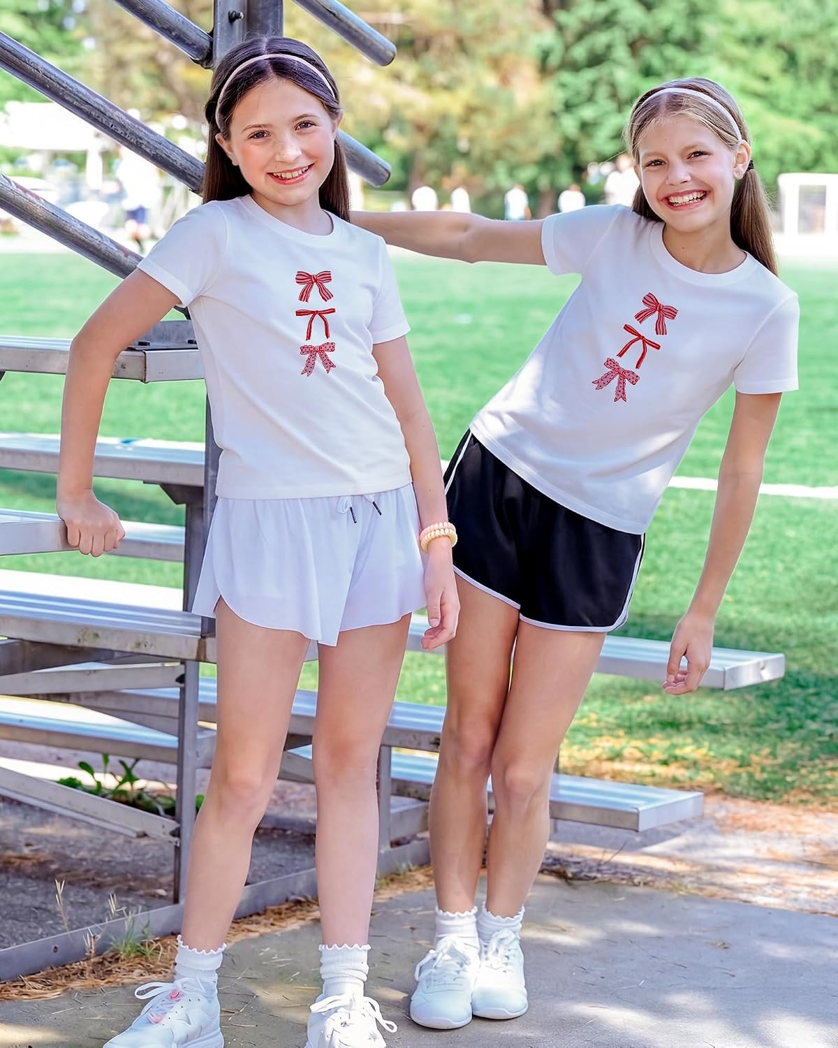 Stelle Girls Graphic T Shirt Cotton Crewneck Short Sleeve Casual Tee(Sweet Knot|white)