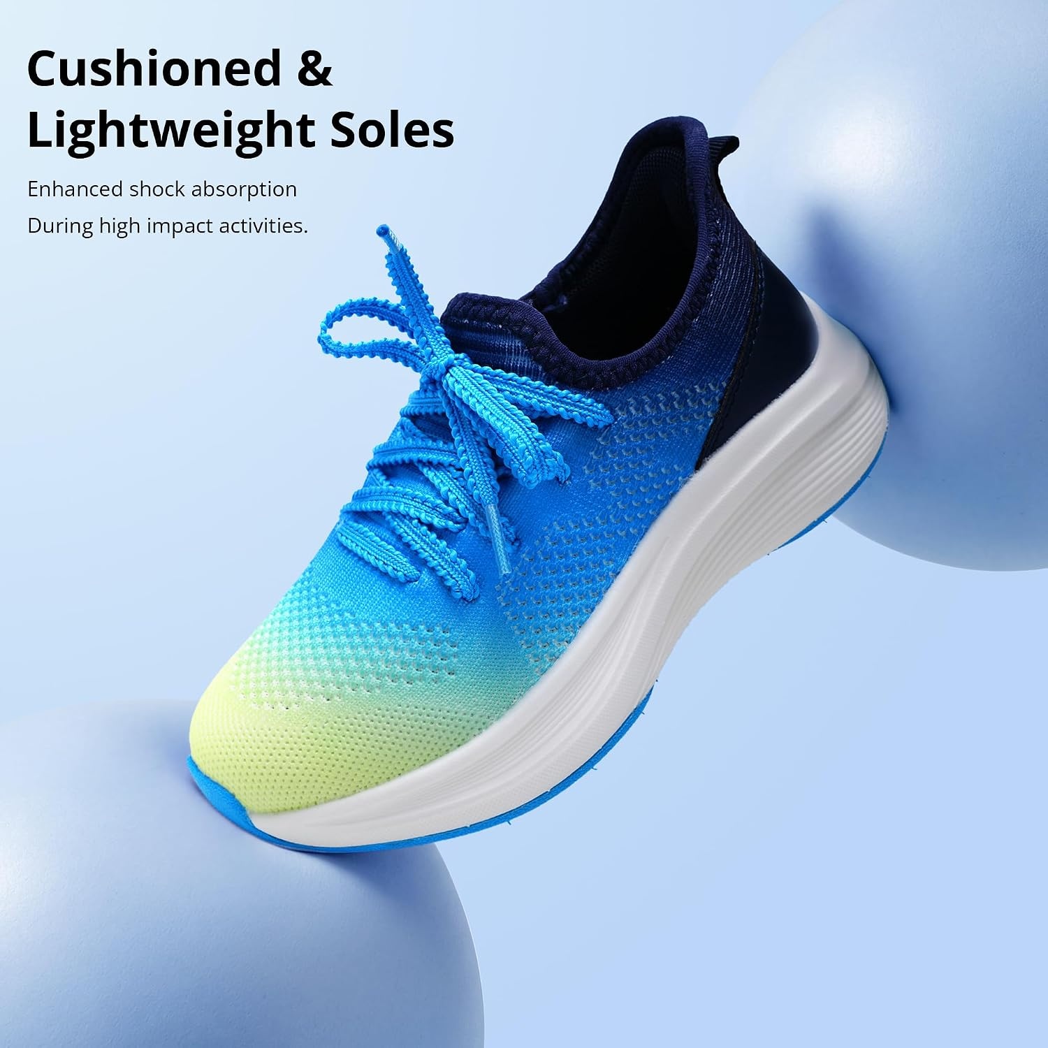 Stelle Girls Tennis Shoes with Slip-On Kids Running Shoes(Lume Lagoon)