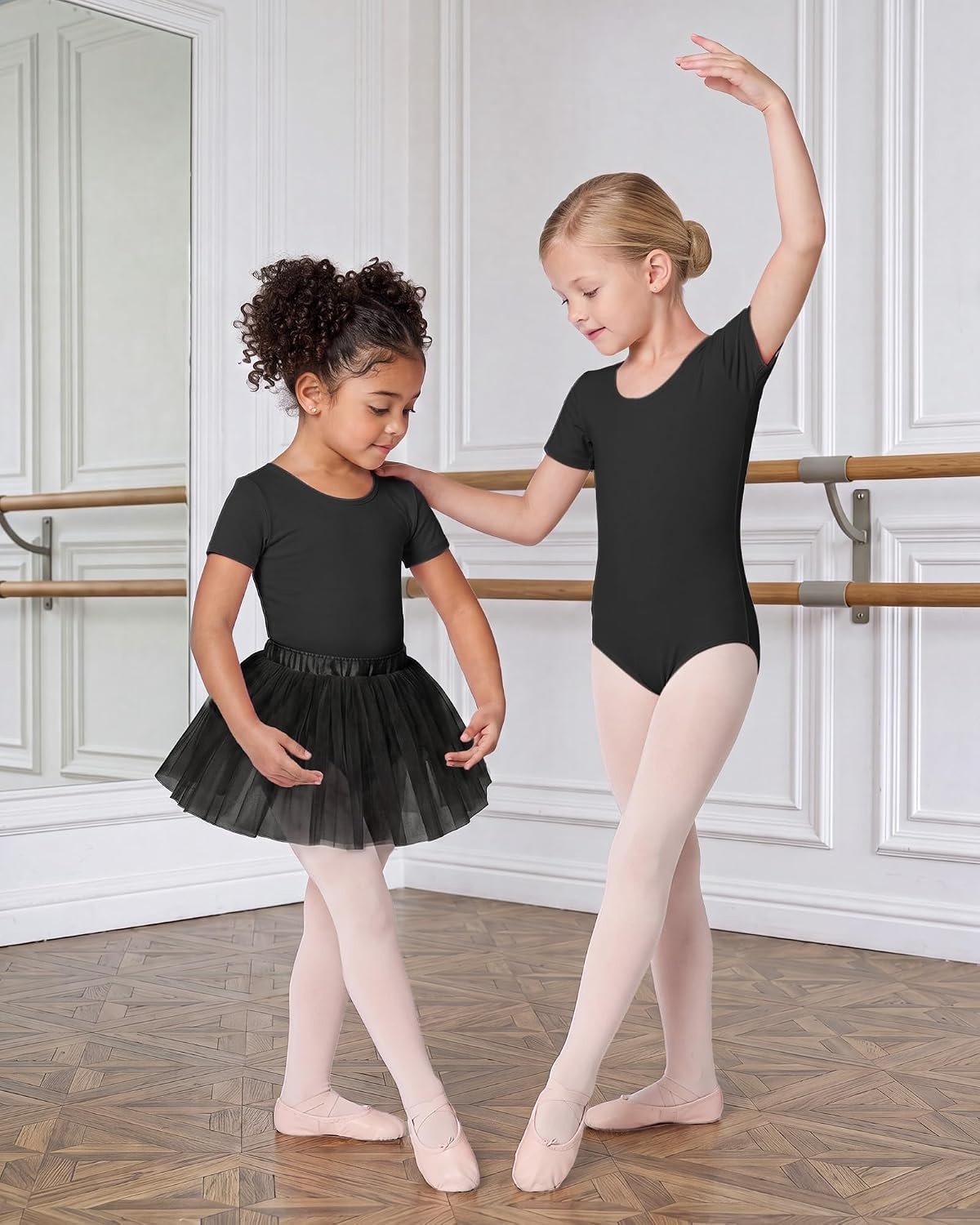 Stelle Girls Ballet Leotards Dance Outfits with Skirt and Footed Tights(03-black (Tutu Skirt))