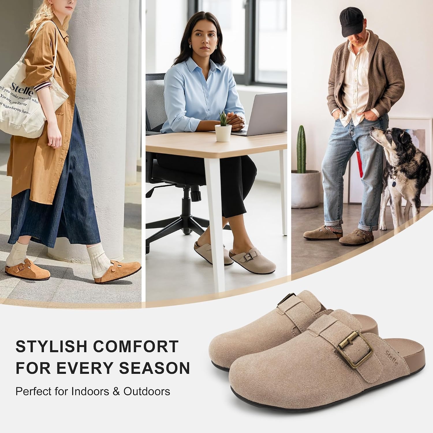 Stelle Suede Clogs for Women Men Potato Shoes(Taupe)