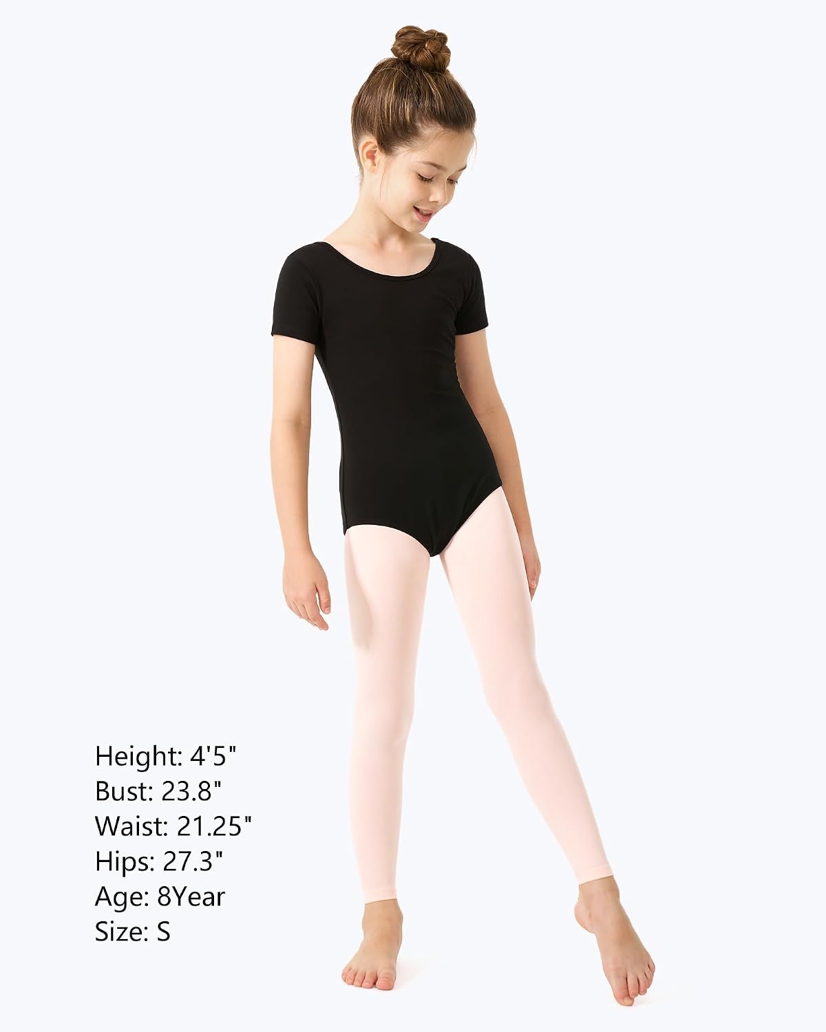 Stelle Girls’ Footless Ballet Tights for Dance Class Toddler Kids 2T-15Y(Ballet Pink)