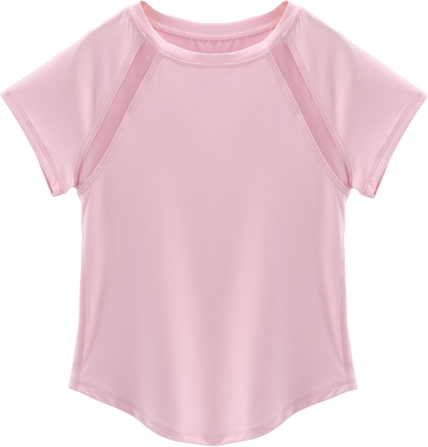 Stelle Girls Athletic Shirts Short Sleeve Crewneck T Shirts Active Sports Top Soccer Gym Workout Tshirt Summer Tees for Kid(Light Pink)
